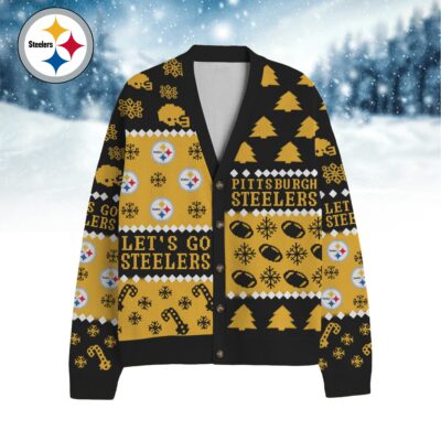Pittsburgh Steelers | Premium NFL Cozy V-neck Knitted Fleece Cardigan NY