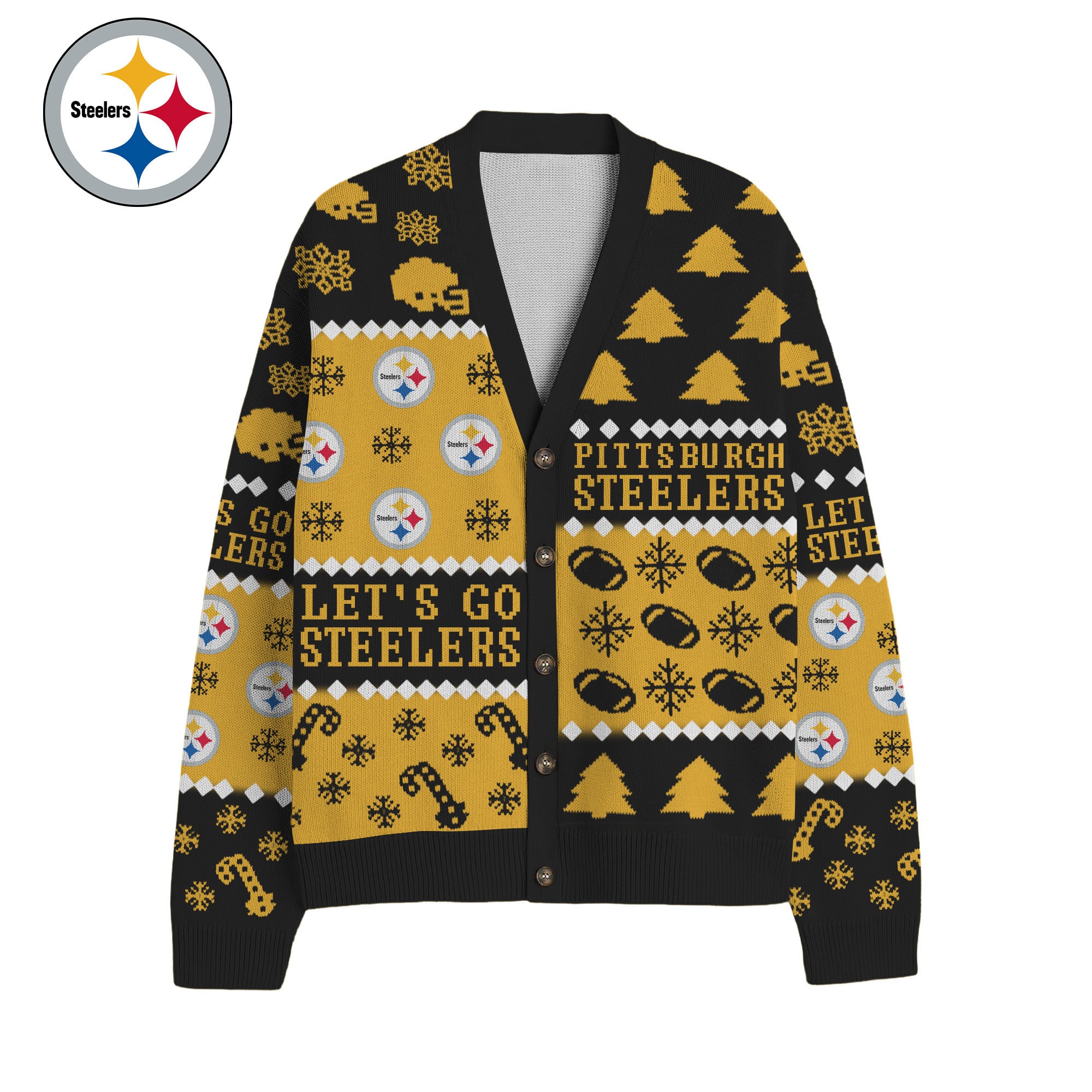 Pittsburgh Steelers | Premium NFL Cozy V-neck Knitted Fleece Cardigan NY - Image 2