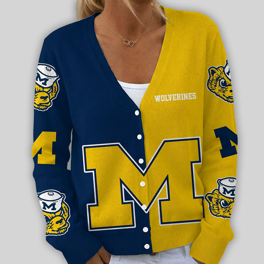 Michigan Wolverines | Premium NCAA Game Day V-neck Cardigan - Image 3