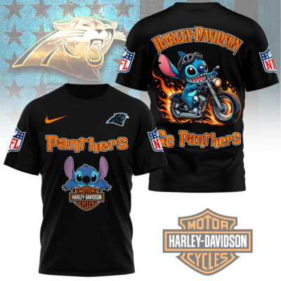 Alternative view of Carolina Panthers | Premium NFL Stitch Harley Davidson 3D Shirt
