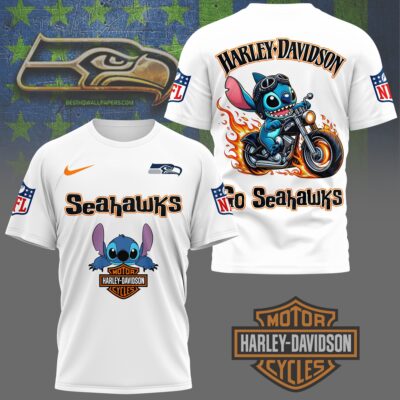 Seattle Seahawks | Premium NFL Stitch Harley Davidson 3D Shirt