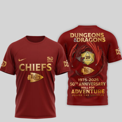 Alternative view of Kansas City Chiefs | Premium NFL Dungeons And Dragons 50th Anniversary Shirt TD