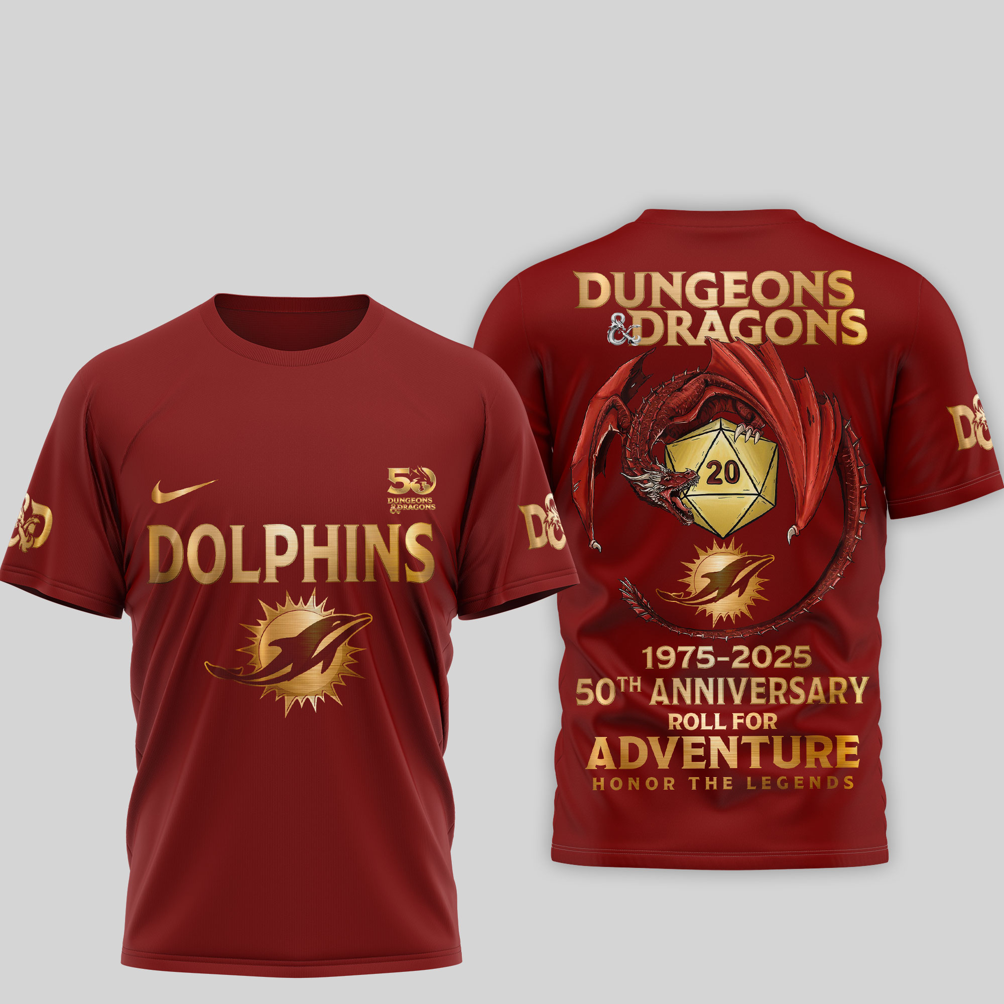 Miami Dolphins | Premium NFL Dungeons And Dragons 50th Anniversary Shirt TD - Image 2