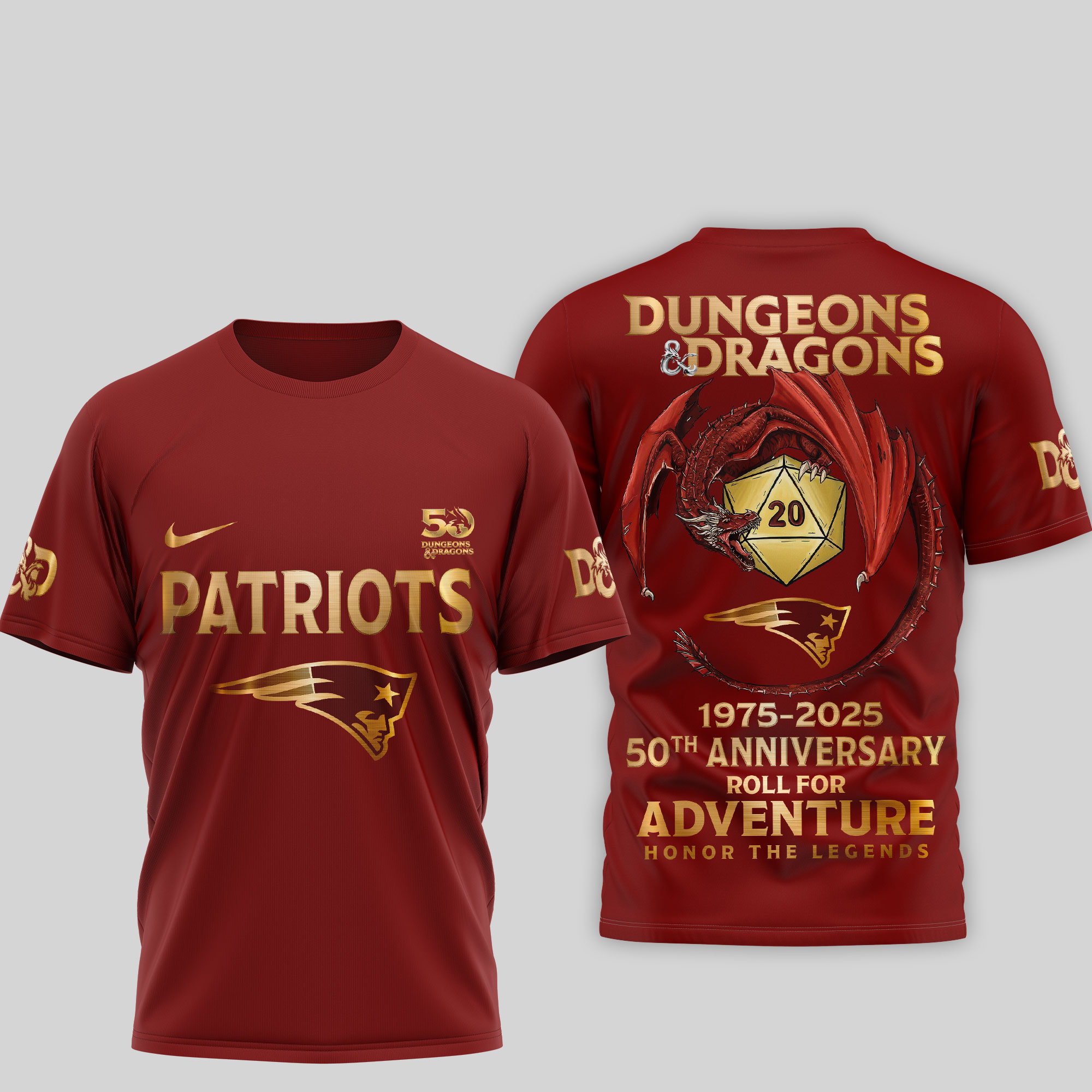 New England Patriots | Premium NFL Dungeons And Dragons 50th Anniversary Shirt TD - Image 2