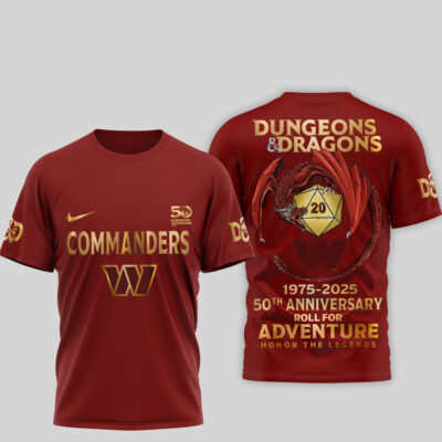 Alternative view of Washington Commanders | Premium NFL Dungeons And Dragons 50th Anniversary Shirt TD