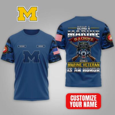 Michigan Wolverines | Premium NCAA Marine Veteran Pride 3D Shirt MM
