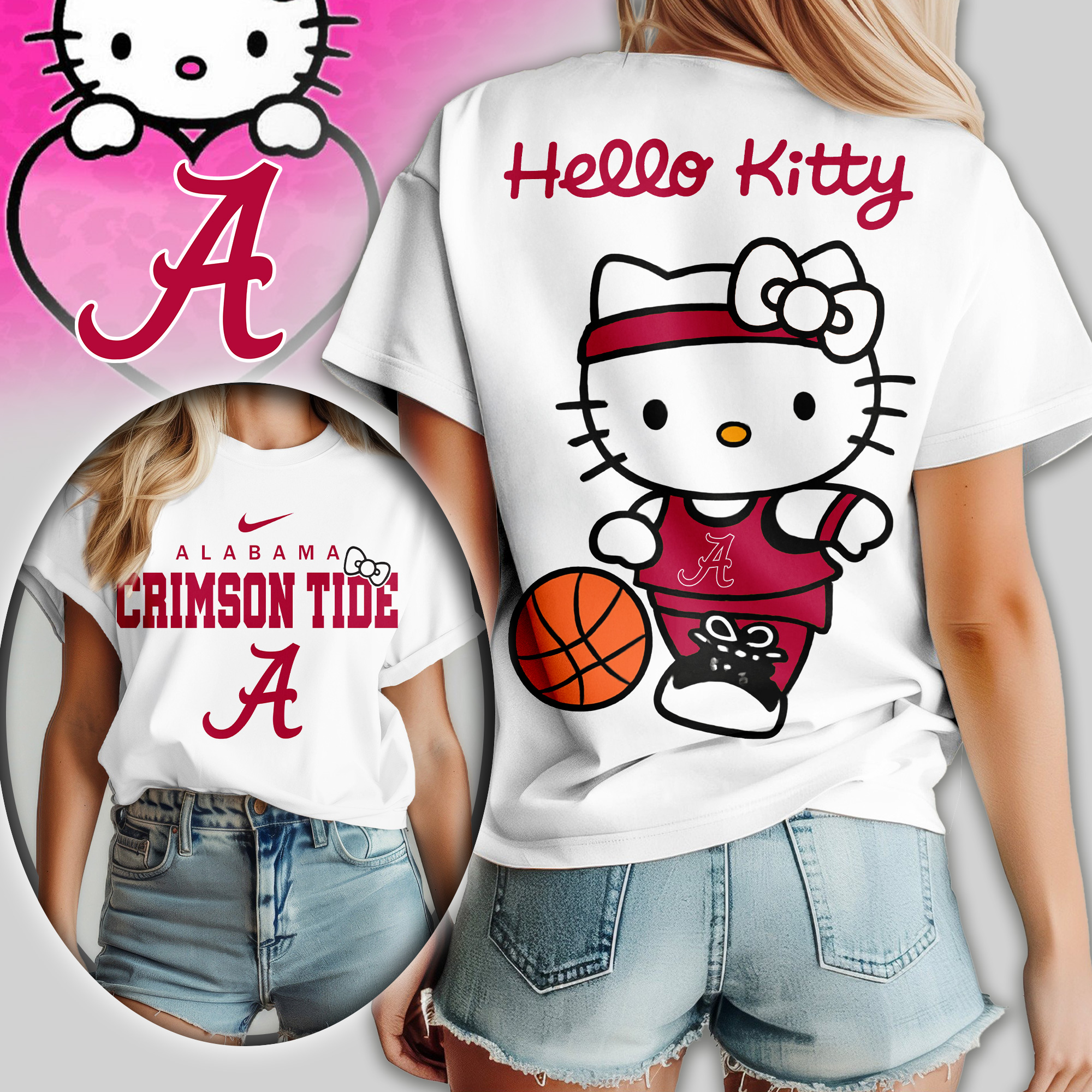 Alabama Crimson Tide | Premium NCAA Hello Kitty Basketball Women Shirt