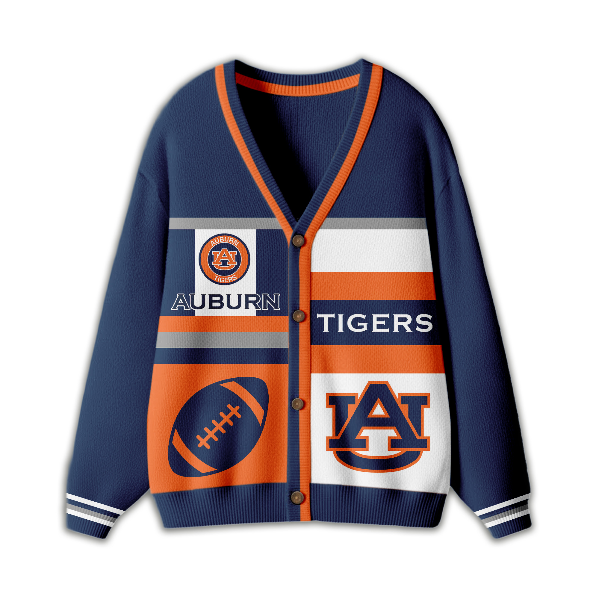 Auburn Tigers | Premium NCAA Game Day Striped Knit Cardigan - Image 2