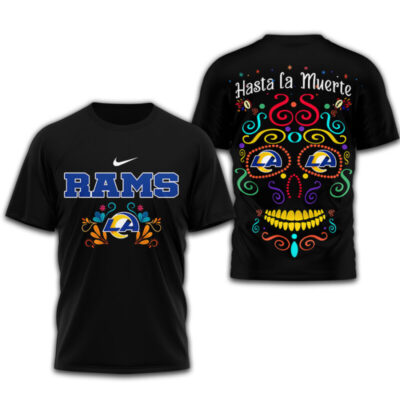 Alternative view of Los Angeles Rams | Premium NFL Day of the Dead 3D Shirt TD