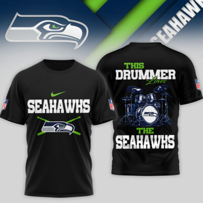 Alternative view of Seattle Seahawks | Premium NFL This Drummer Loves Football 3D Shirt TD