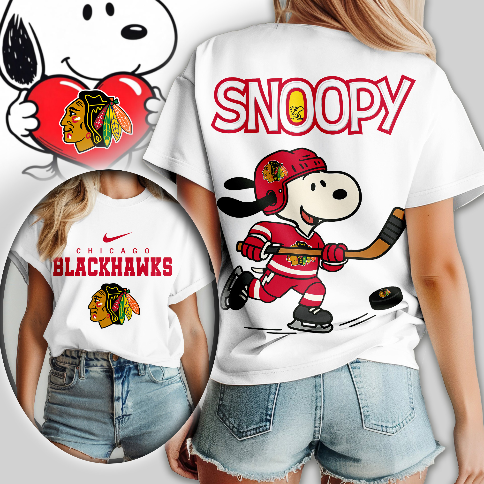 Chicago Blackhawks | Premium NHL Snoopy Hockey Women Shirt