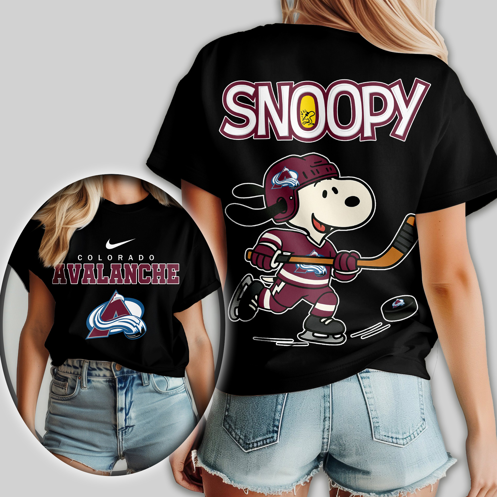 Colorado Avalanche | Premium NHL Snoopy Hockey Women Shirt - Image 2