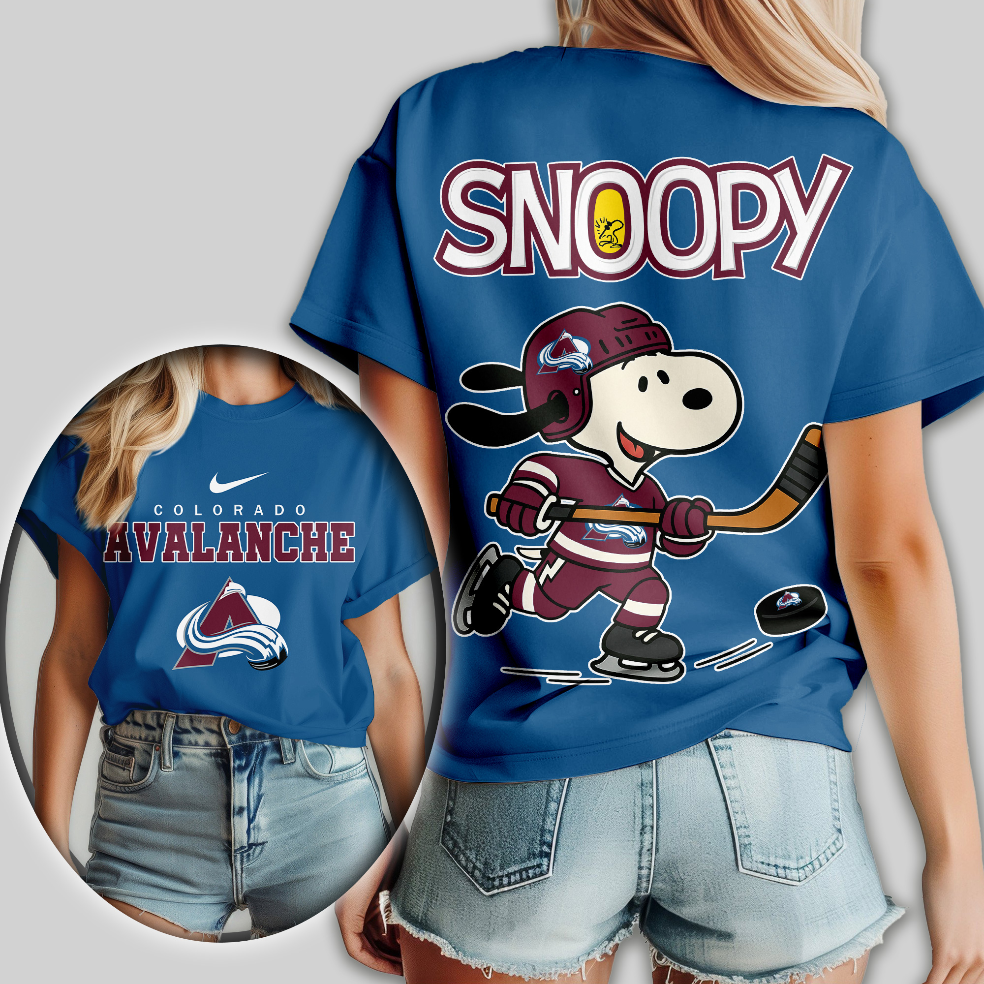 Colorado Avalanche | Premium NHL Snoopy Hockey Women Shirt - Image 3
