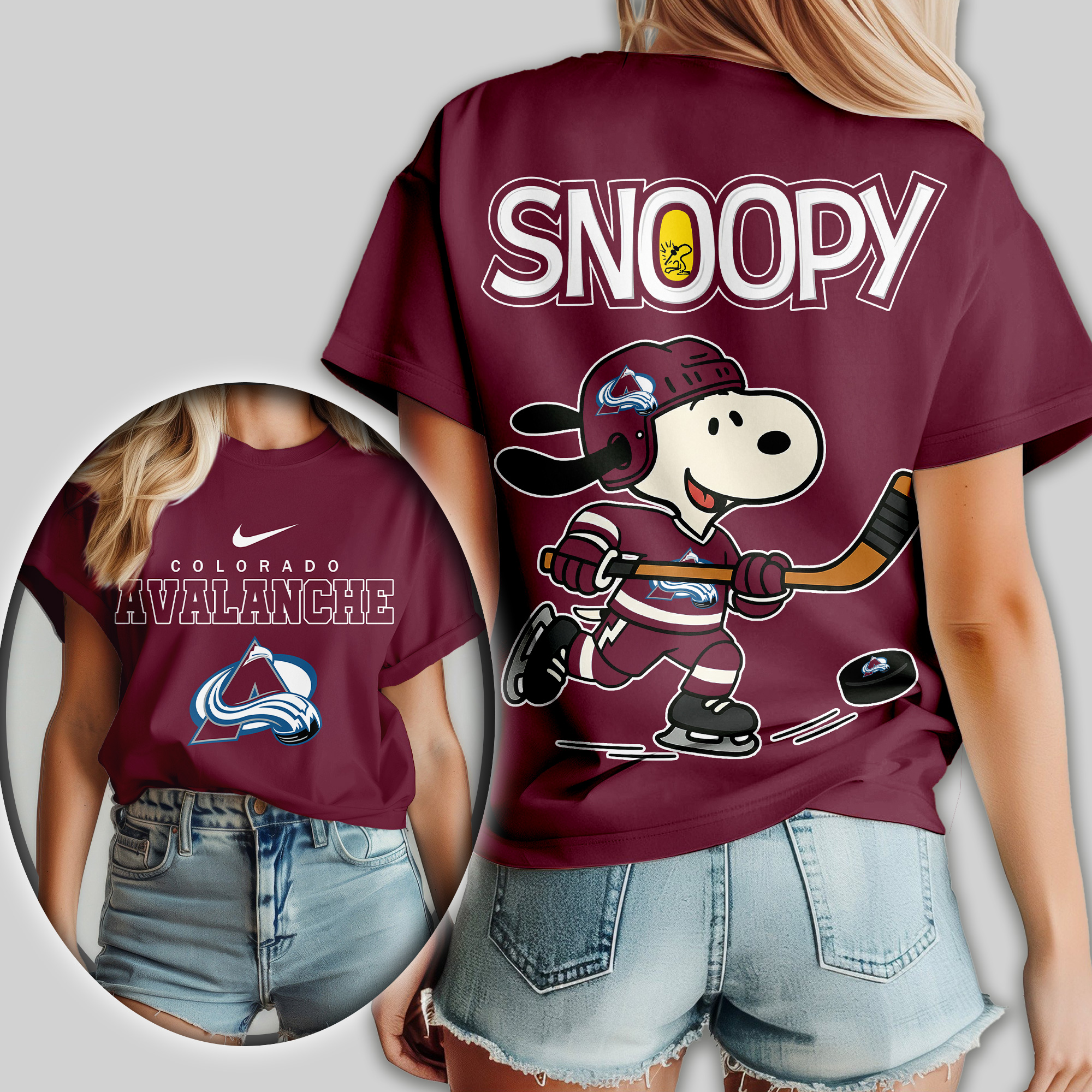 Colorado Avalanche | Premium NHL Snoopy Hockey Women Shirt - Image 4