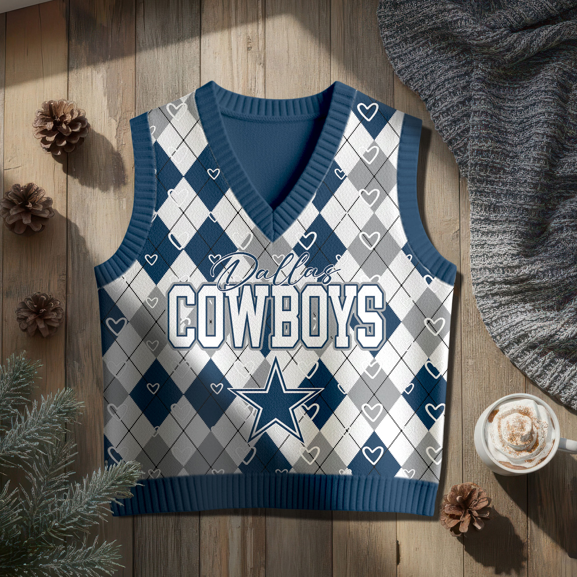 Dallas Cowboys | Premium NFL Argyle Knit Sweater Vest - Image 2