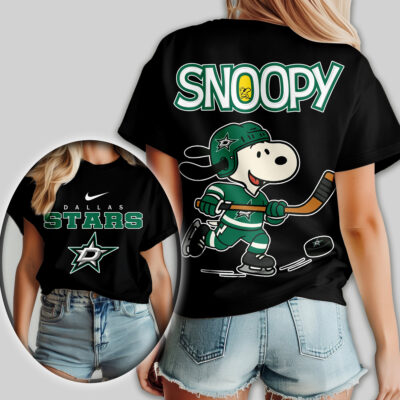 Alternative view of Dallas Stars | Premium NHL Snoopy Hockey Women Shirt