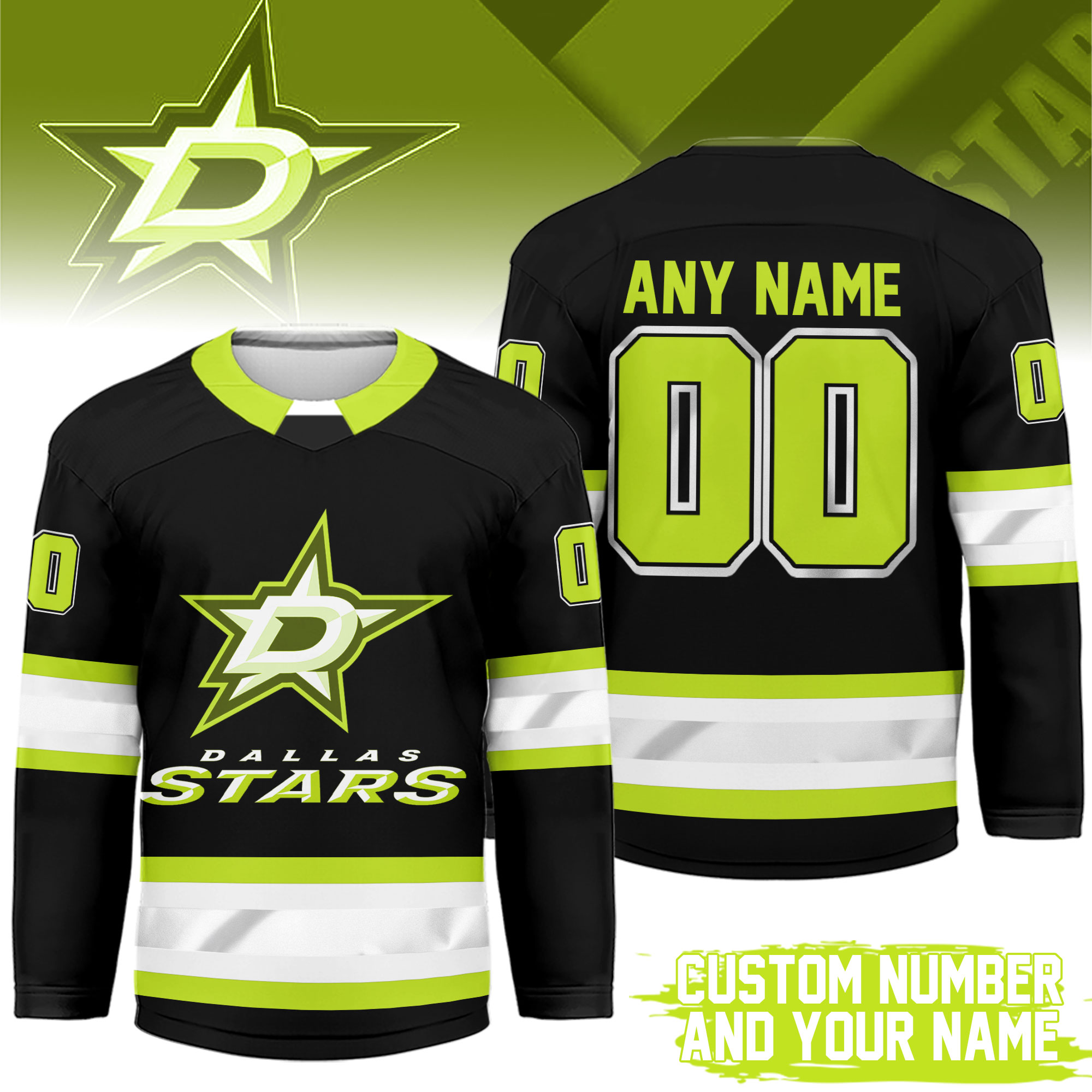 Dallas Stars | Premium NHL Hi-Vis Hockey Spirit Custom Name and Number Jersey