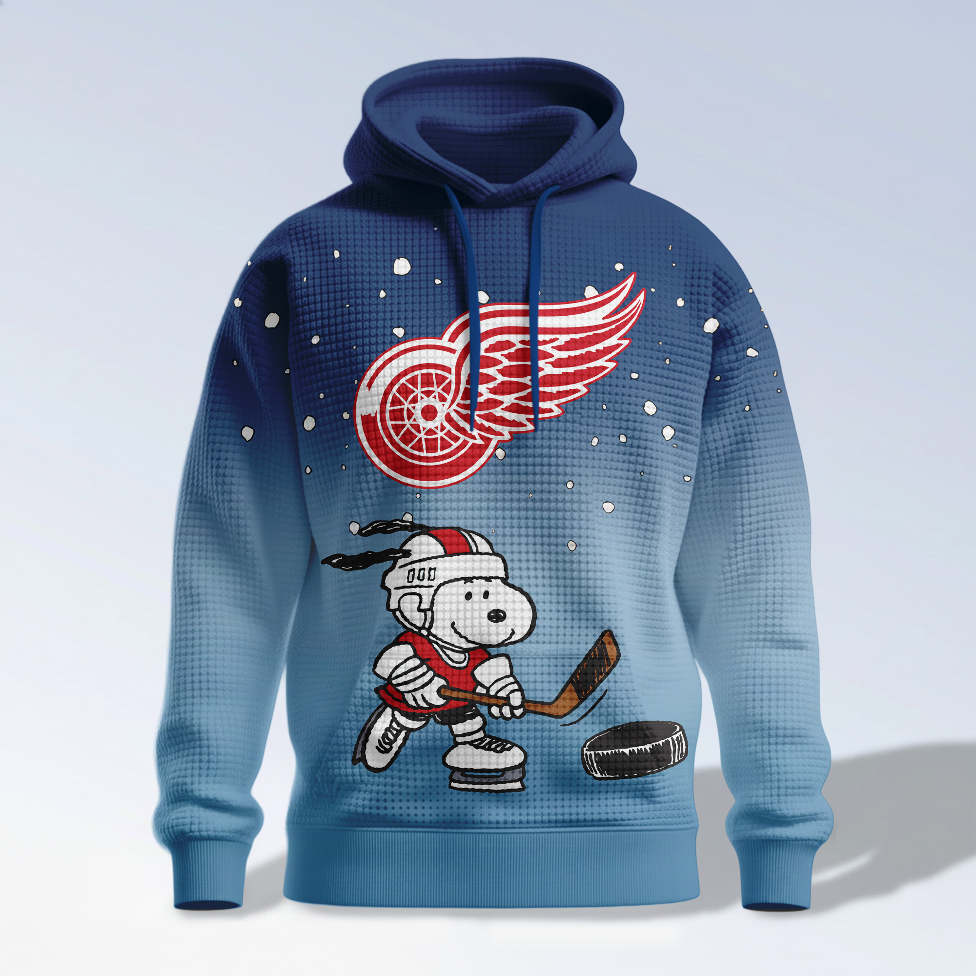 Detroit Red Wings | Premium NHL Snoopy Hockey 3D Waffle Hoodie TD - Image 4