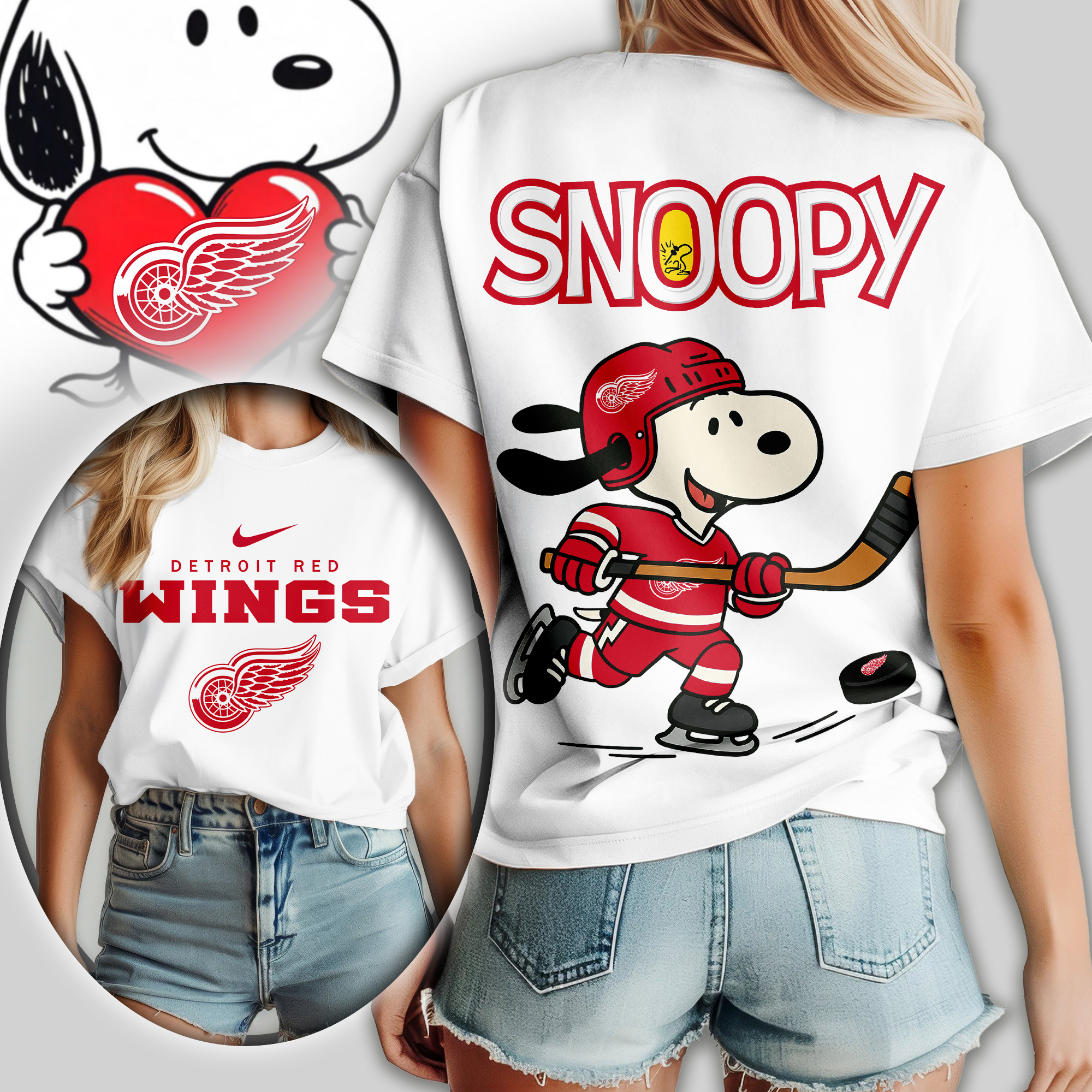 Detroit Red Wings | Premium NHL Snoopy Hockey Women Shirt