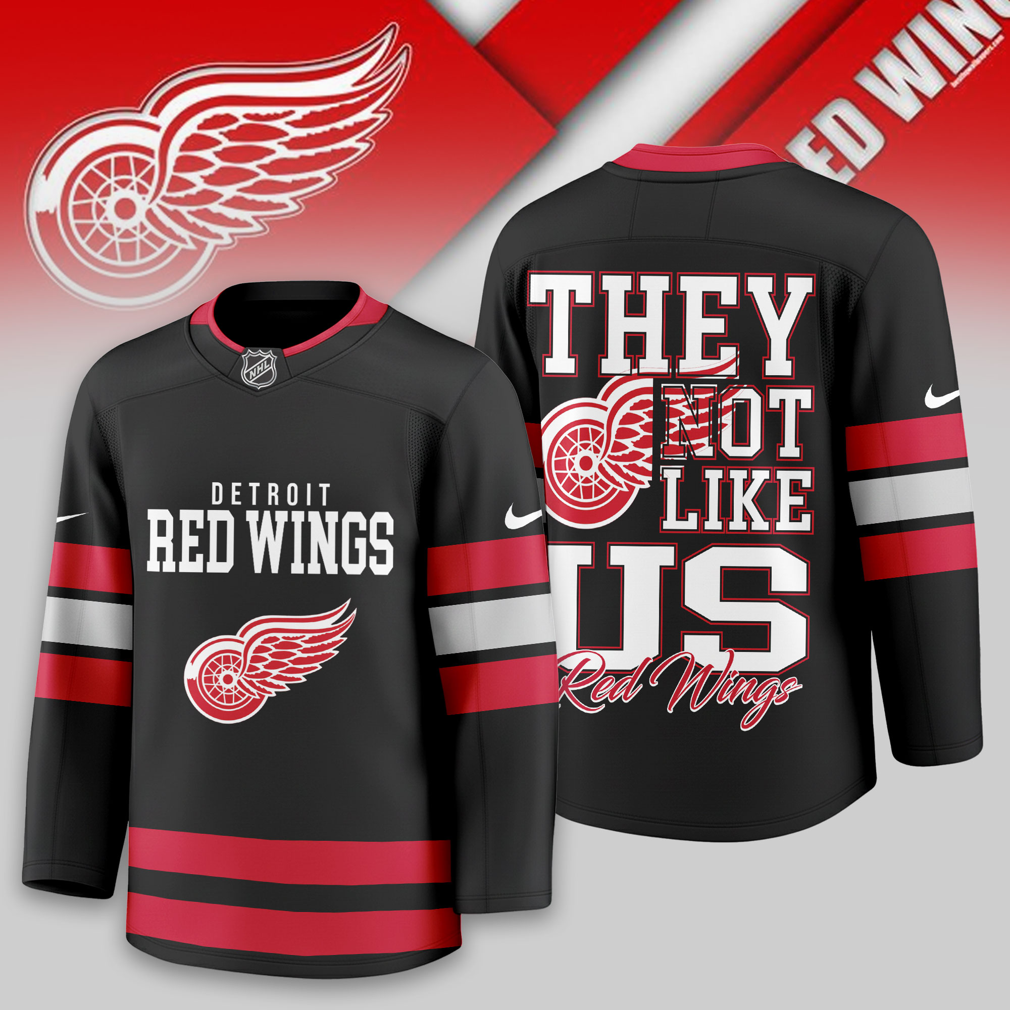 Detroit Red Wings | Premium NHL They Not Like Us Hockey Jersey - Image 2