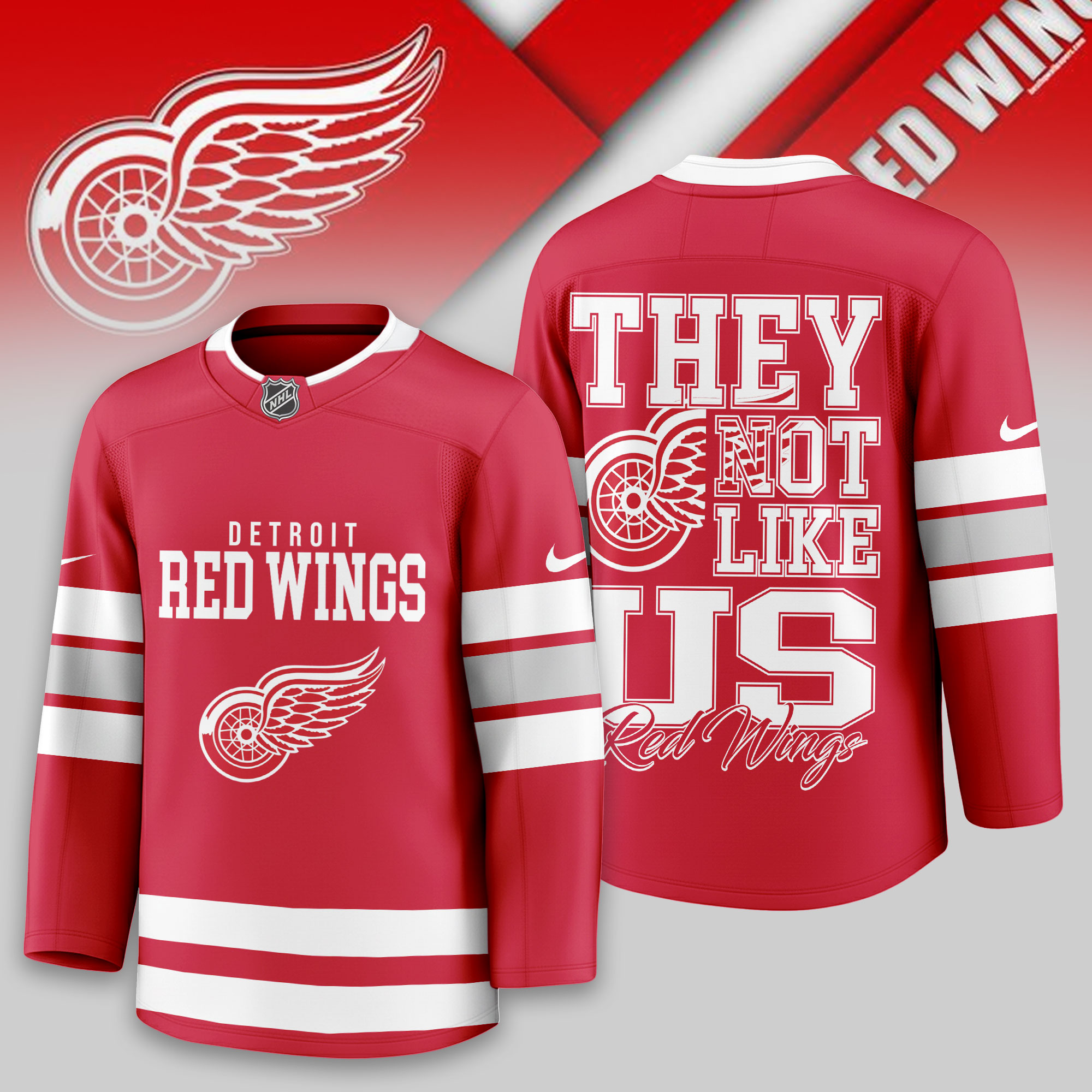 Detroit Red Wings | Premium NHL They Not Like Us Hockey Jersey - Image 3