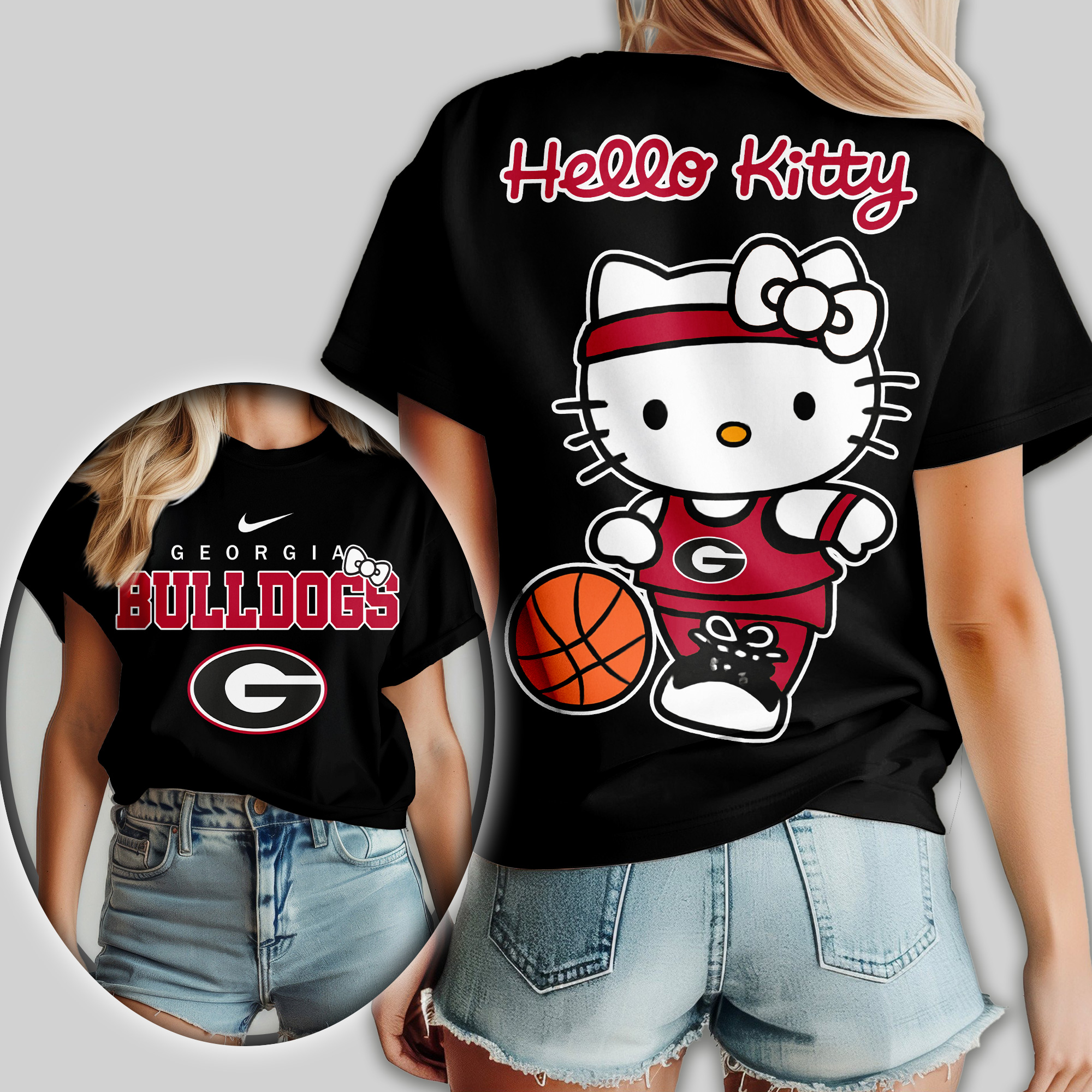 Georgia Bulldogs | Premium NCAA Hello Kitty Basketball Women Shirt - Image 2