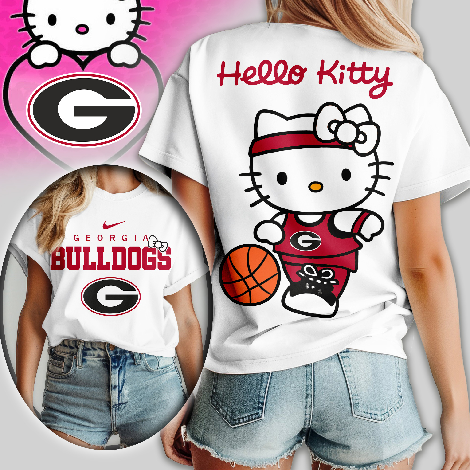 Georgia Bulldogs | Premium NCAA Hello Kitty Basketball Women Shirt