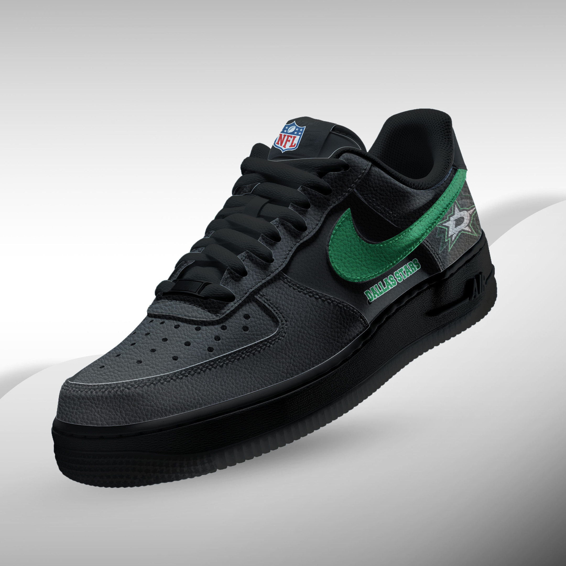 Dallas Stars | Premium NHL Teams Black AF1 Shoes - Image 2