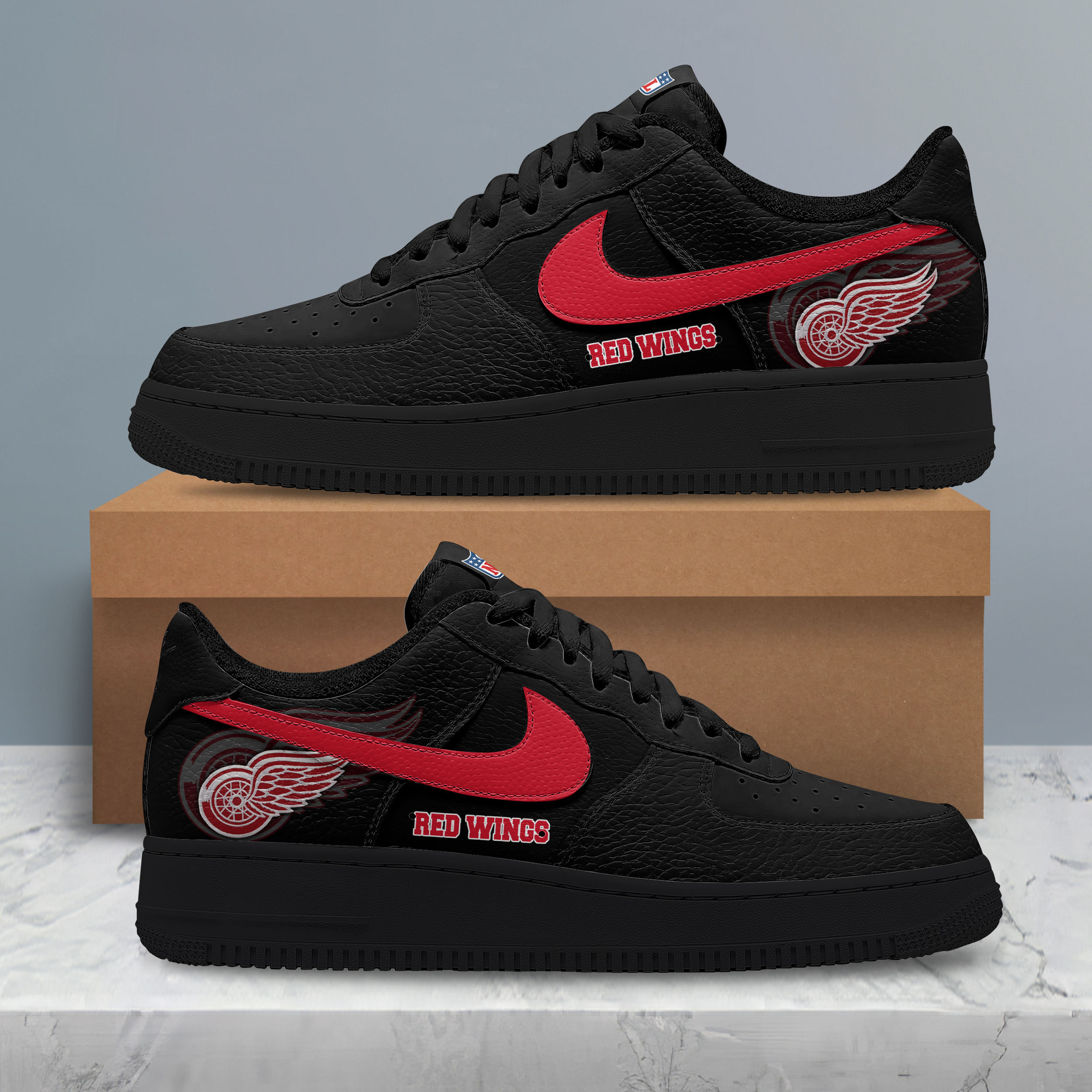 Detroit Red Wings | Premium NHL Teams Black AF1 Shoes - Image 2