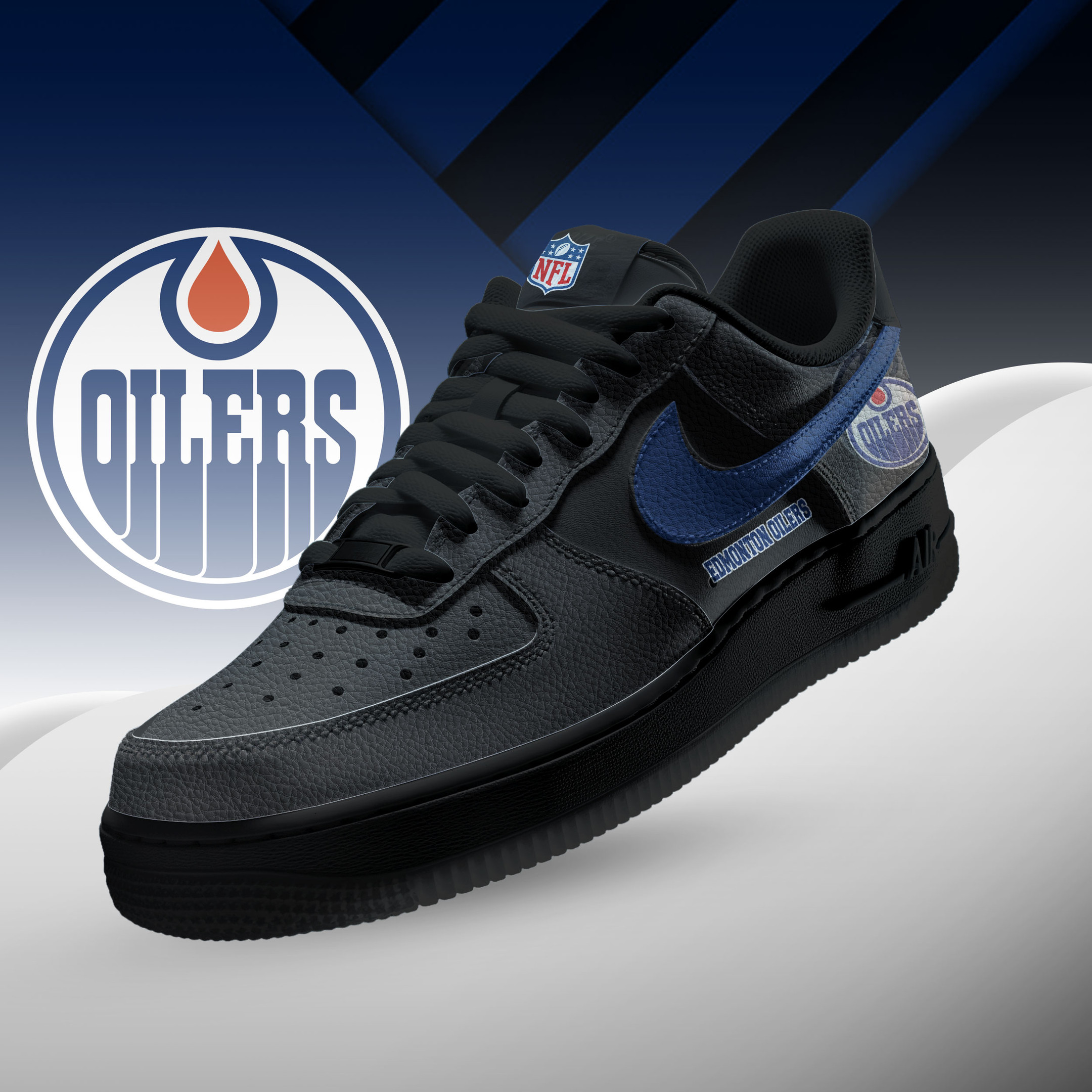 Edmonton Oilers | Premium NHL Teams Black AF1 Shoes