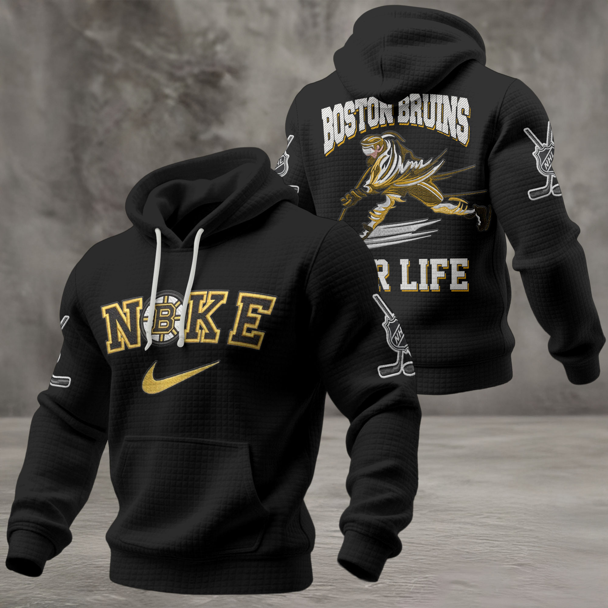 Boston Bruins | Premium NHL For Life Waffle Hoodie - Image 2