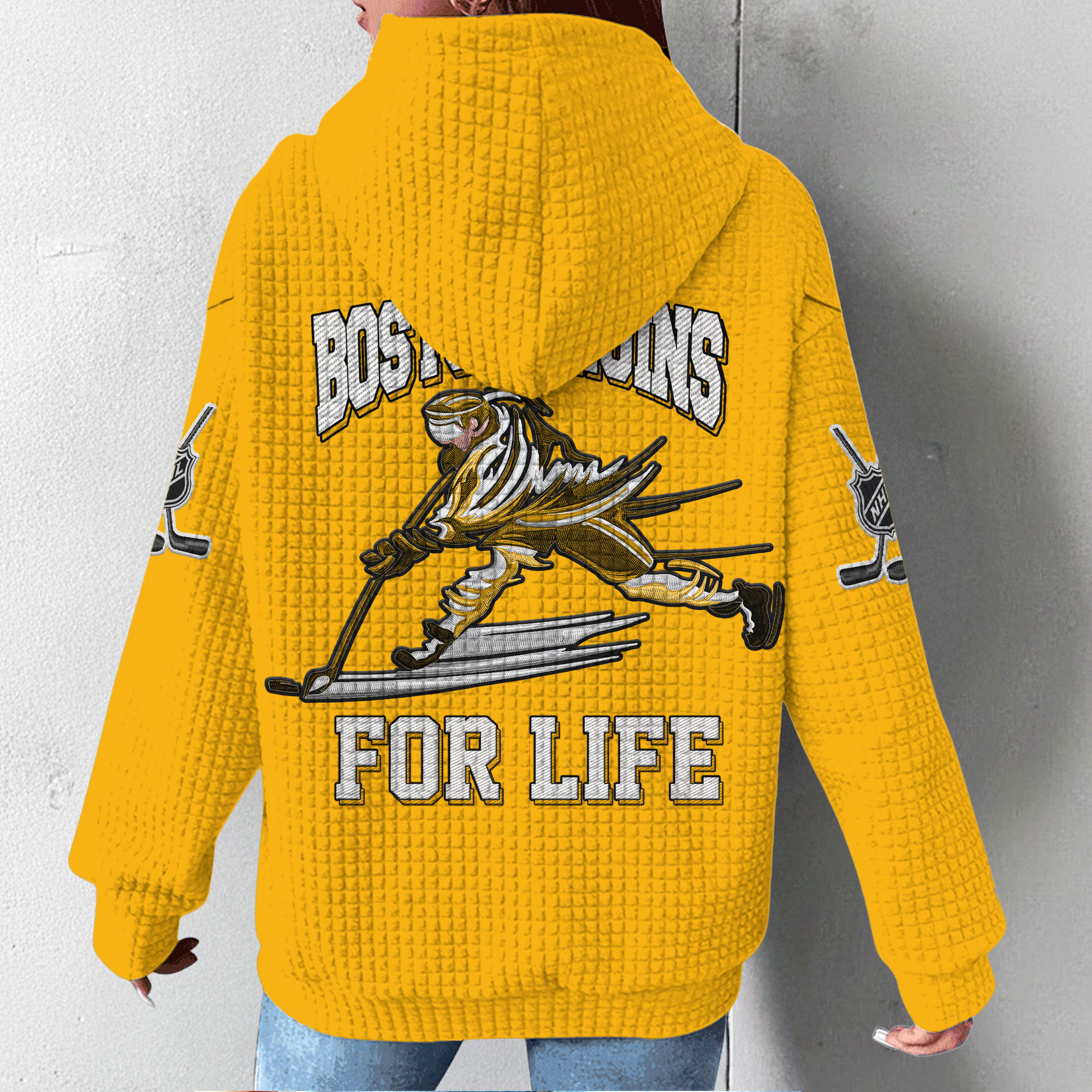 Boston Bruins | Premium NHL For Life Waffle Hoodie - Image 3