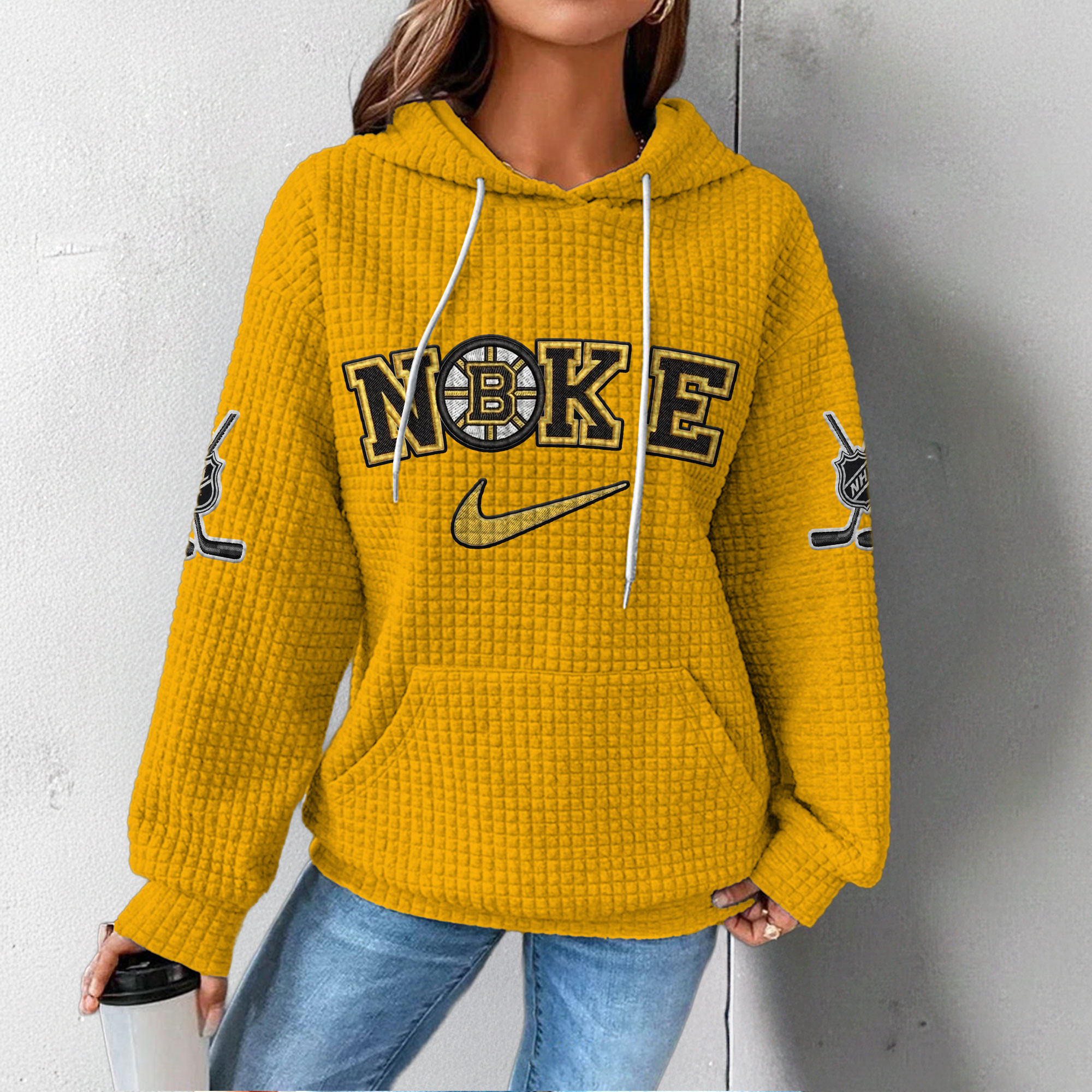 Boston Bruins | Premium NHL For Life Waffle Hoodie - Image 4