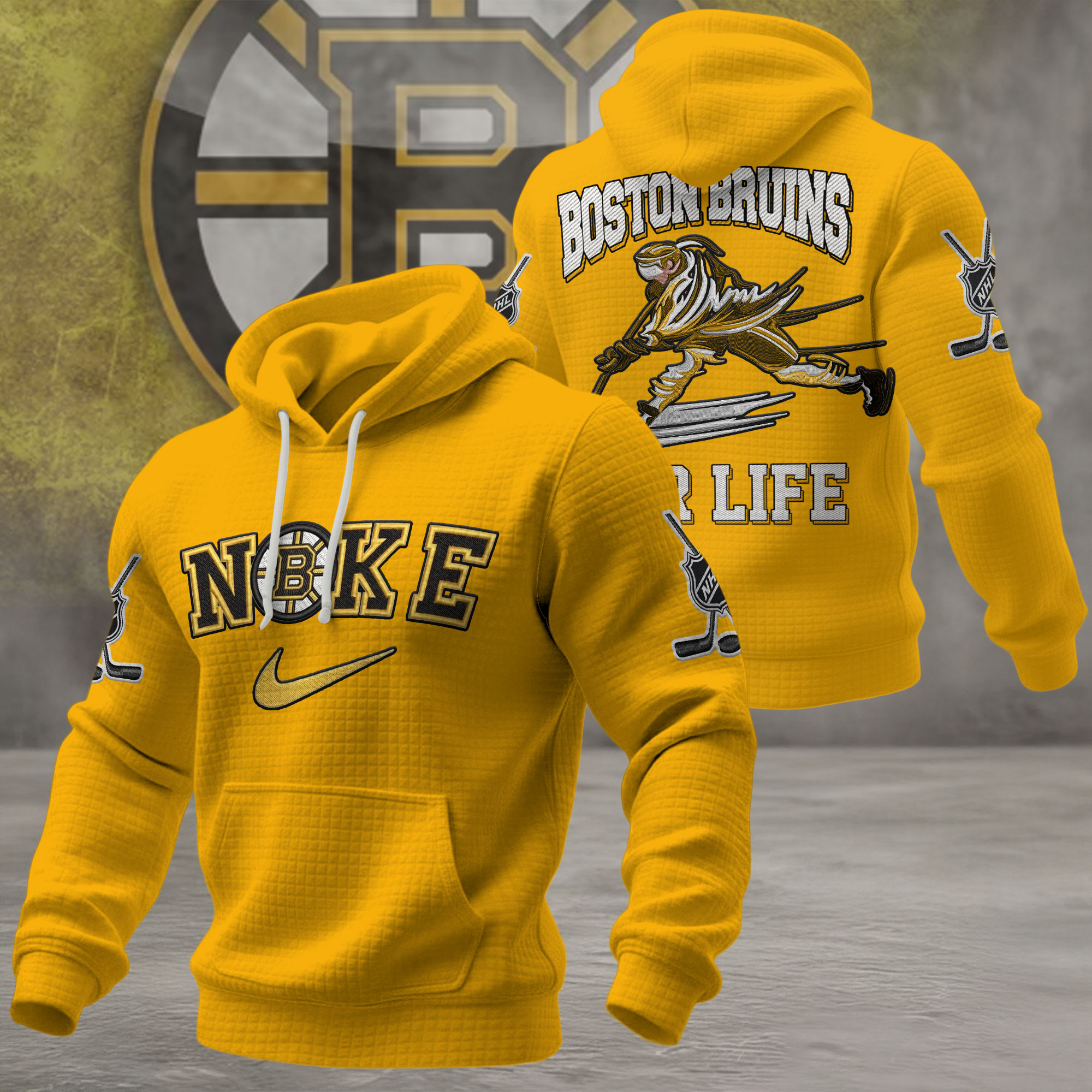 Boston Bruins | Premium NHL For Life Waffle Hoodie