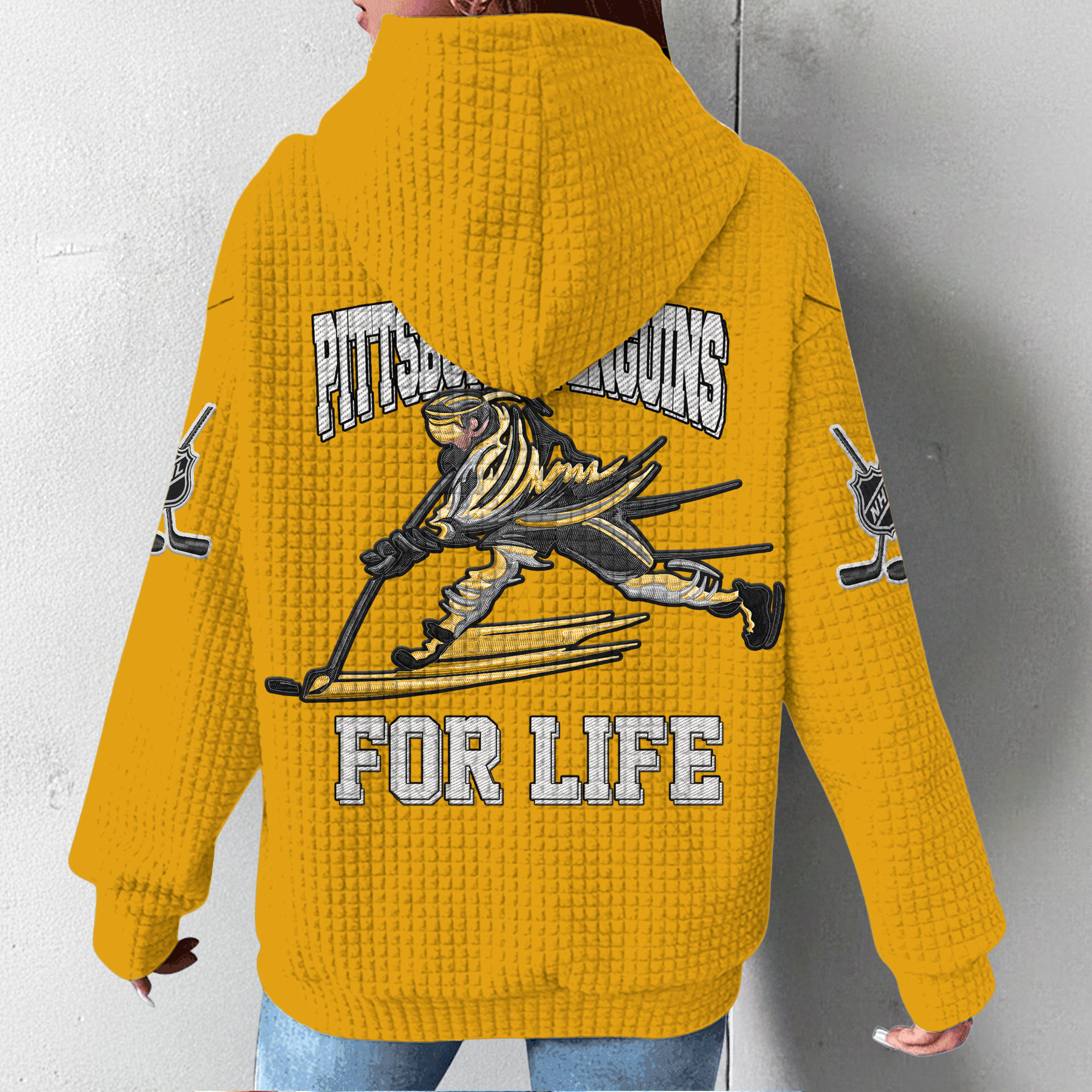 Pittsburgh Penguins | Premium NHL For Life Waffle Hoodie - Image 3