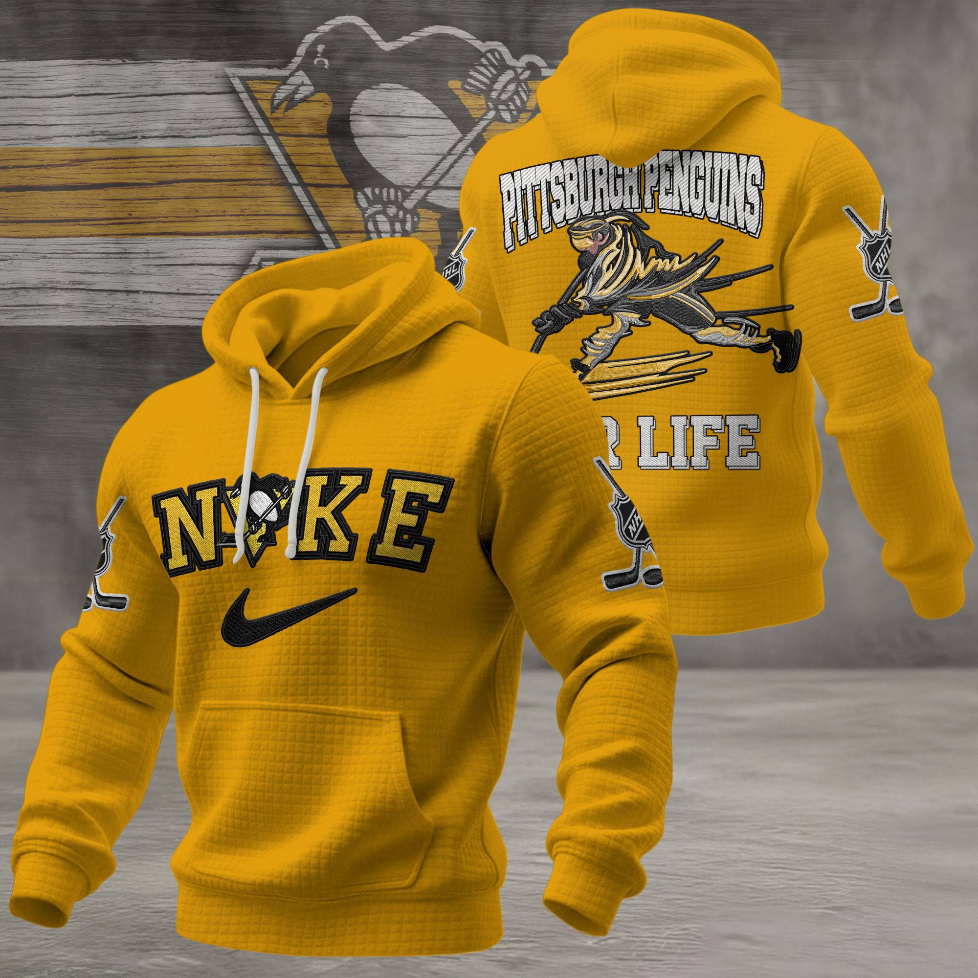 Pittsburgh Penguins | Premium NHL For Life Waffle Hoodie