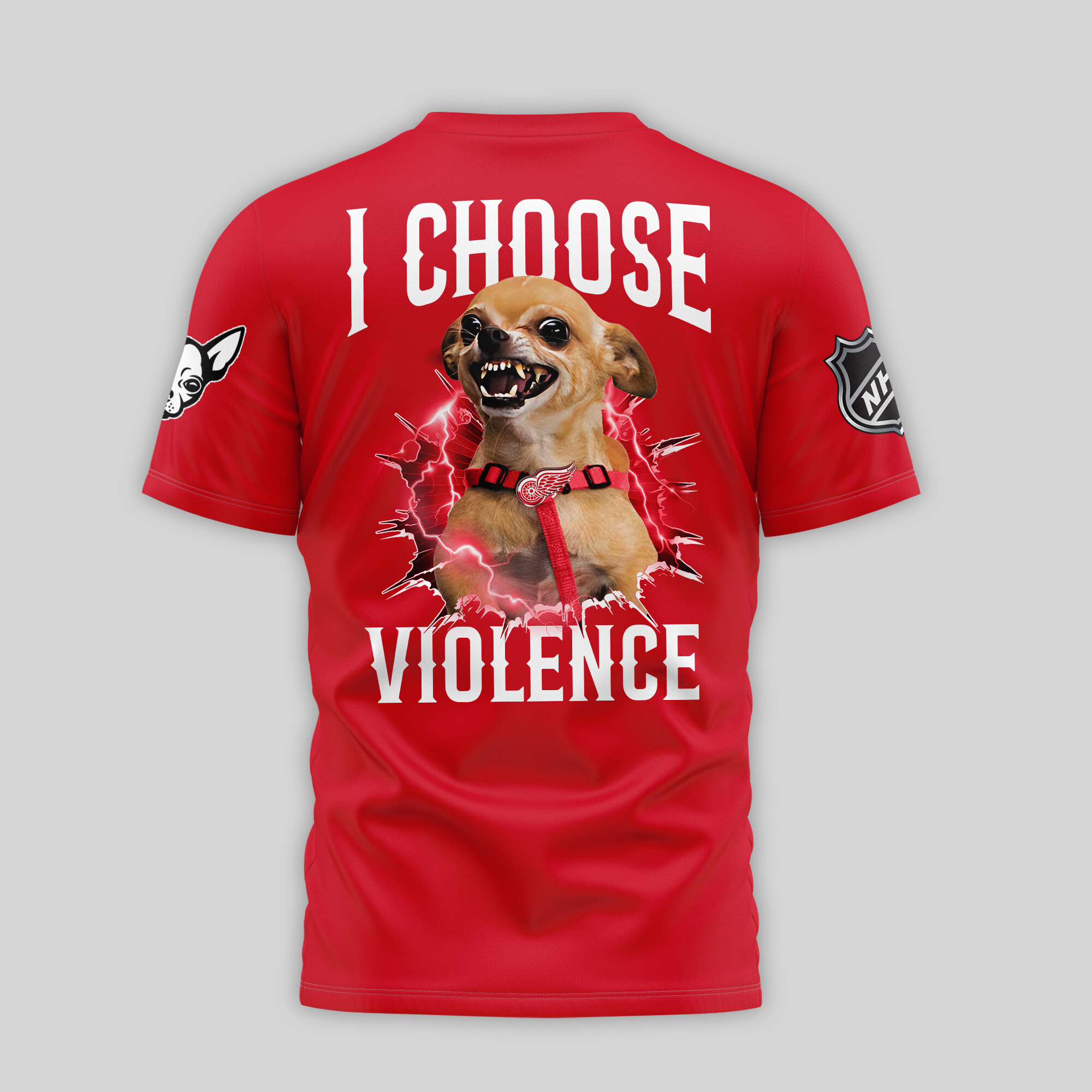 Detroit Red Wings | Premium NHL Chihuahua Violent 3D T-Shirt - Image 4