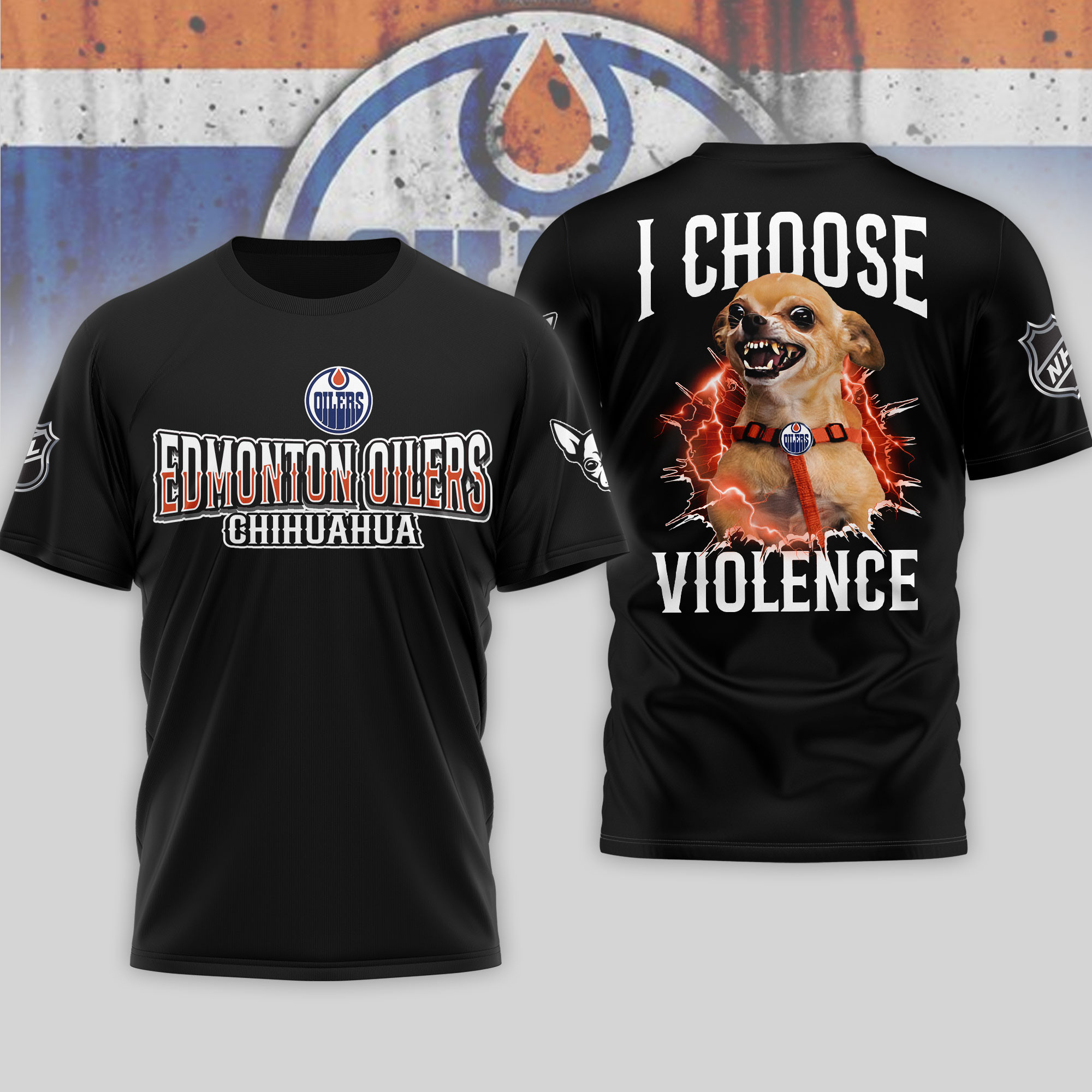 Edmonton Oilers | Premium NHL Chihuahua Violent 3D T-Shirt - Image 2