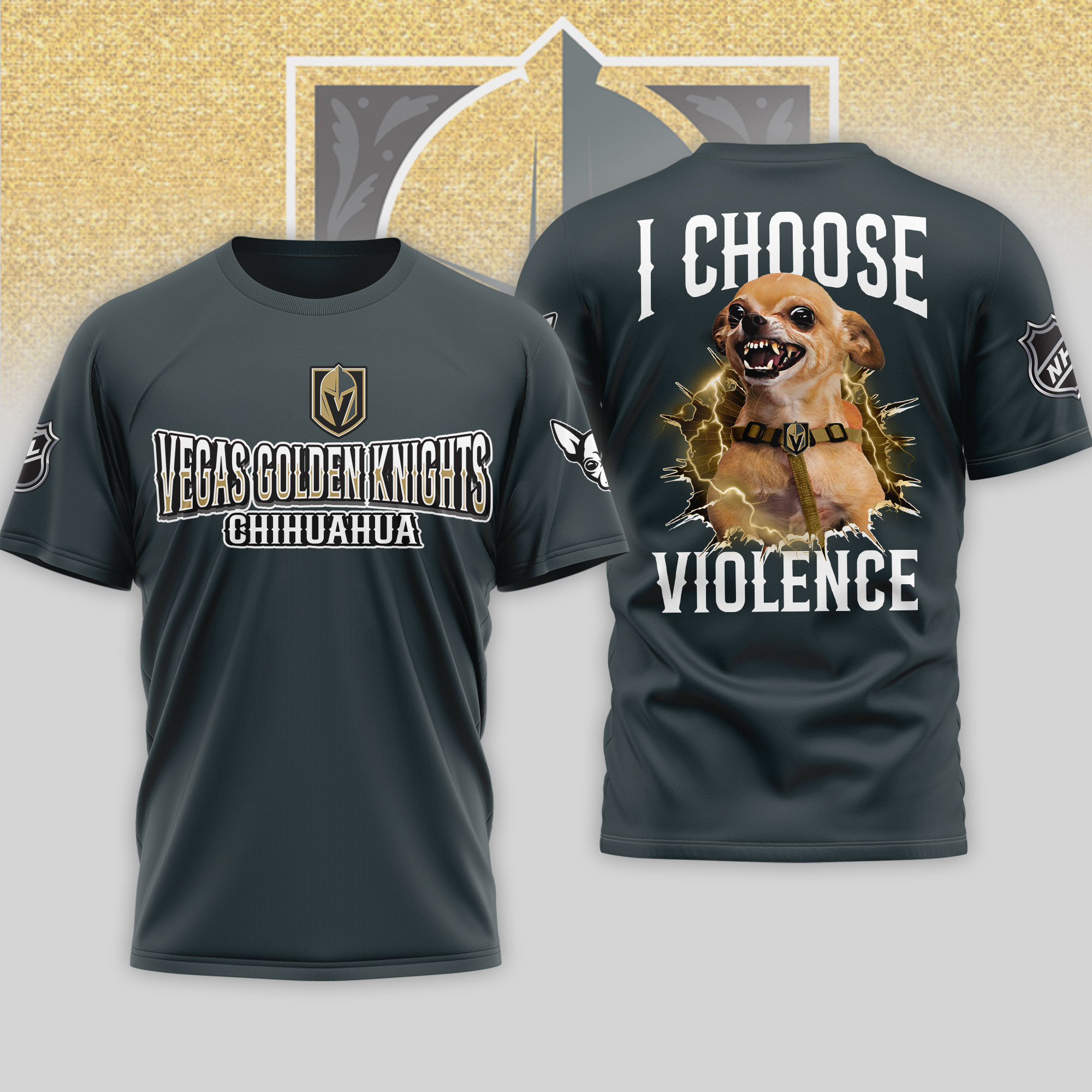 Vegas Golden Knights | Premium NHL Chihuahua Violent 3D T-Shirt