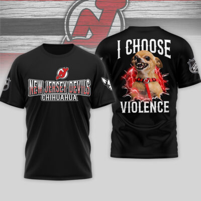 Alternative view of New Jersey Devils | Premium NHL Chihuahua Violent 3D T-Shirt