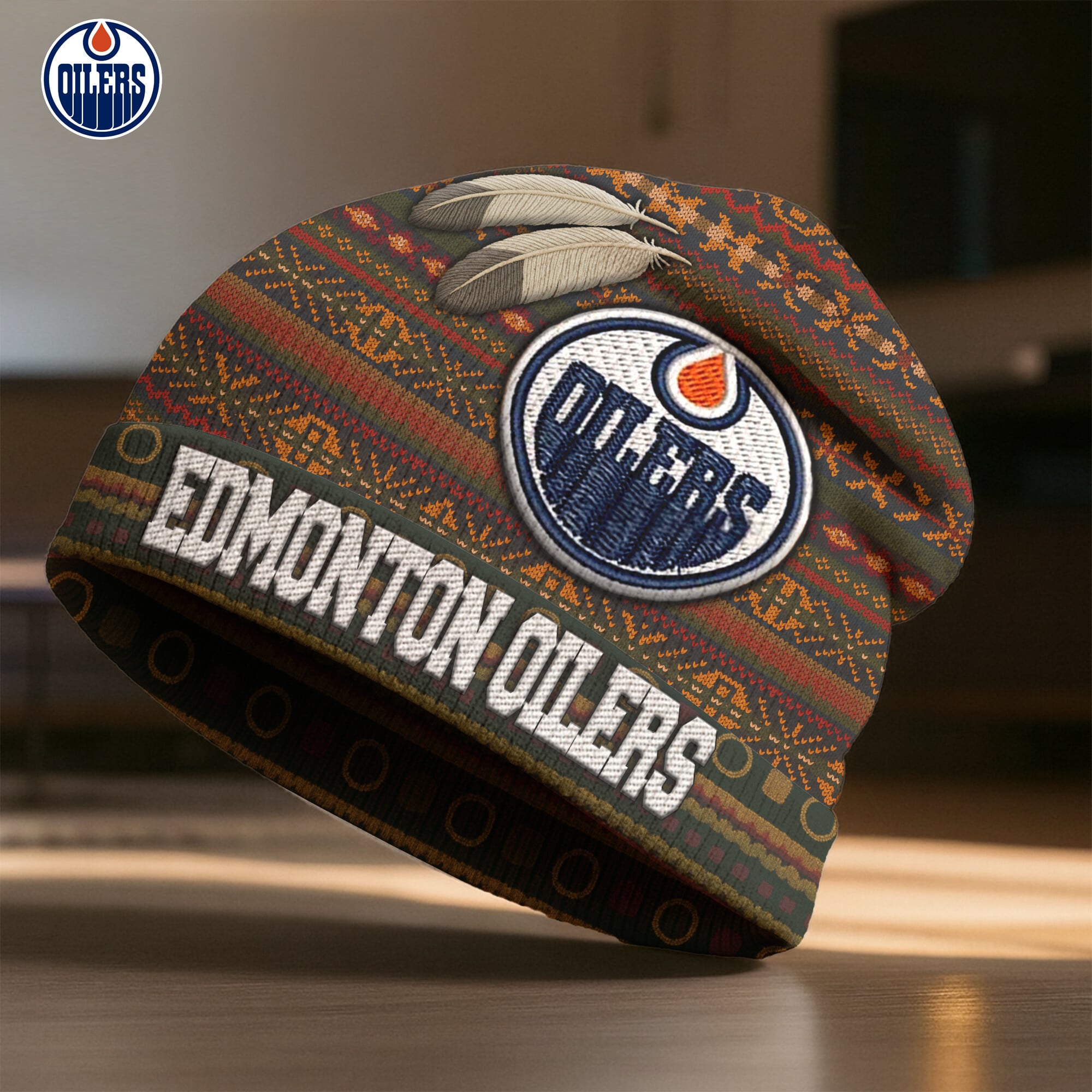 Edmonton Oilers | Premium NHL Feathered Beanie Hat