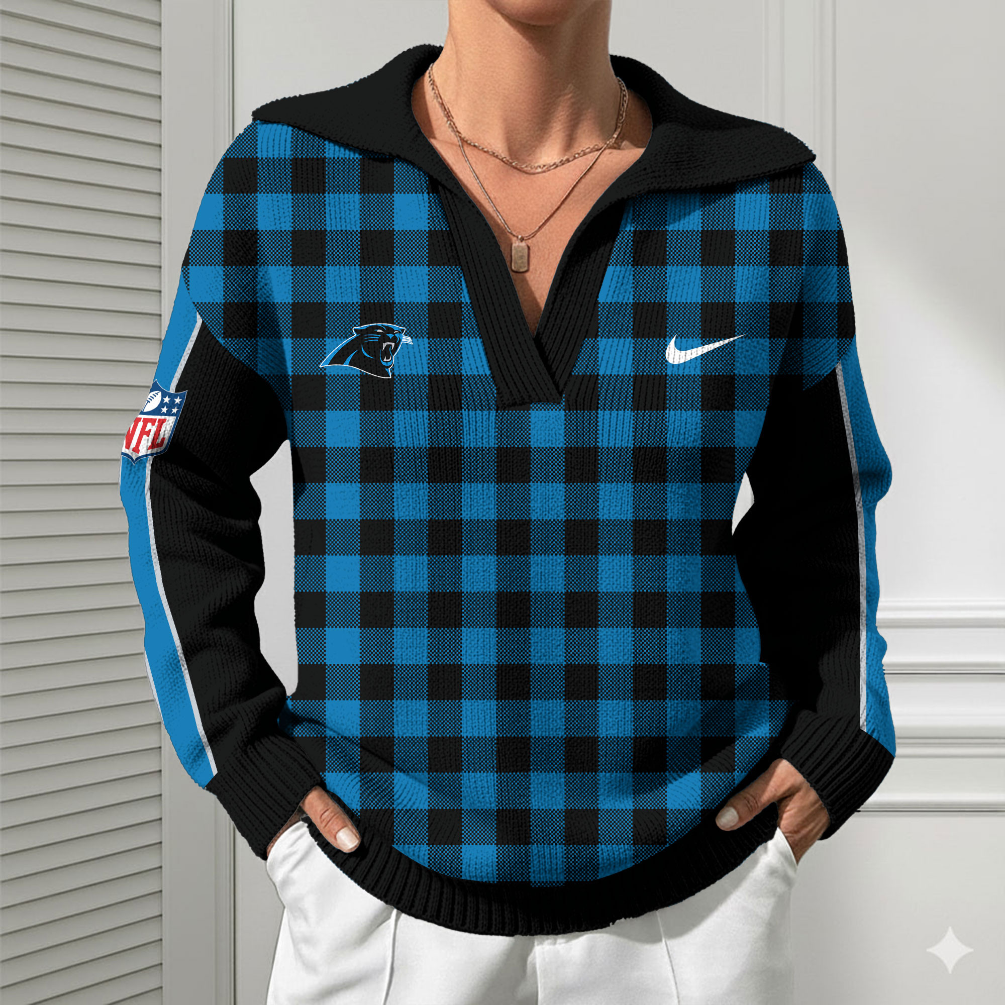 Carolina Panthers | Premium NFL Heritage And Tradition Classic Knit Pullover - Image 2