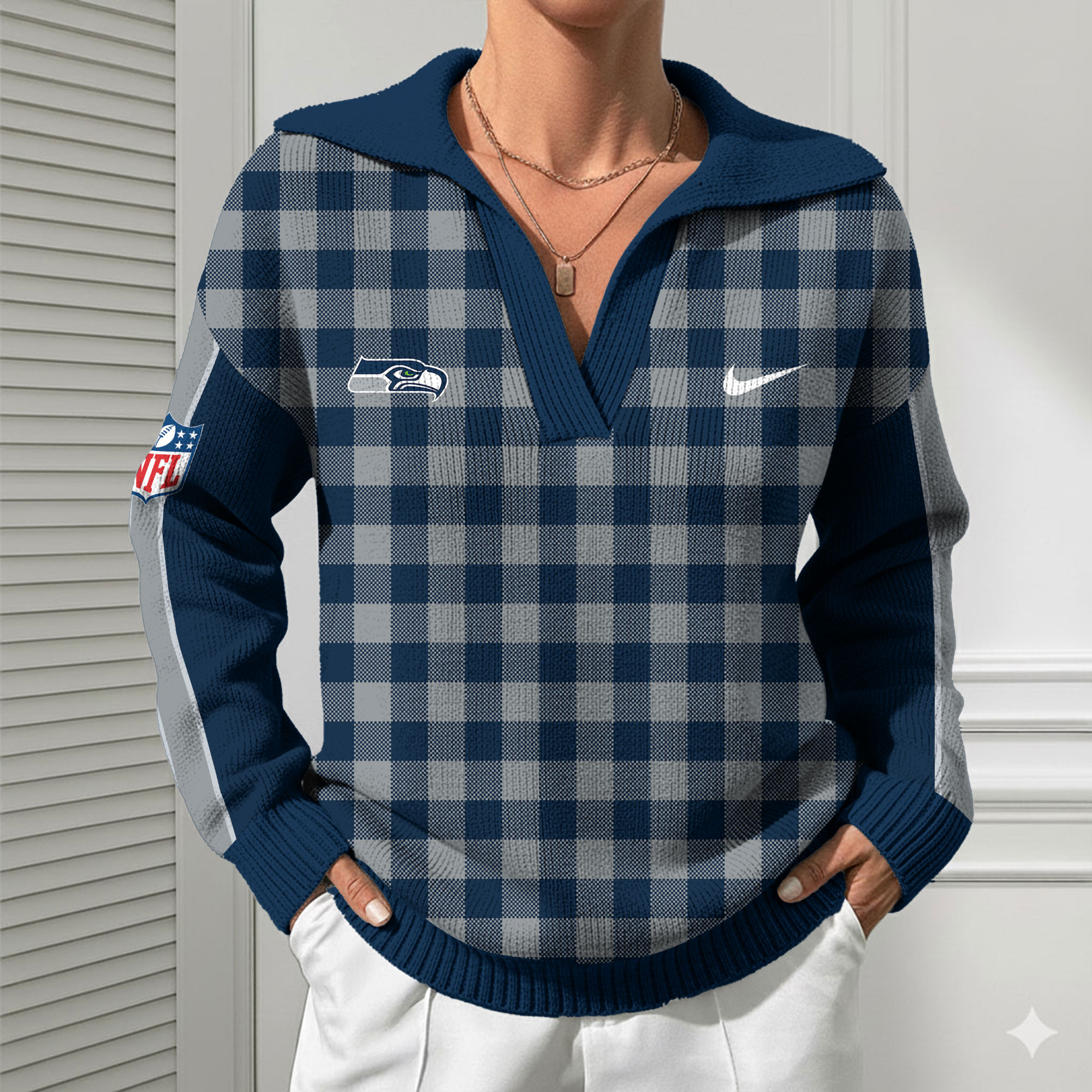 Seattle Seahawks | Premium NFL Heritage And Tradition Classic Knit Pullover - Image 2