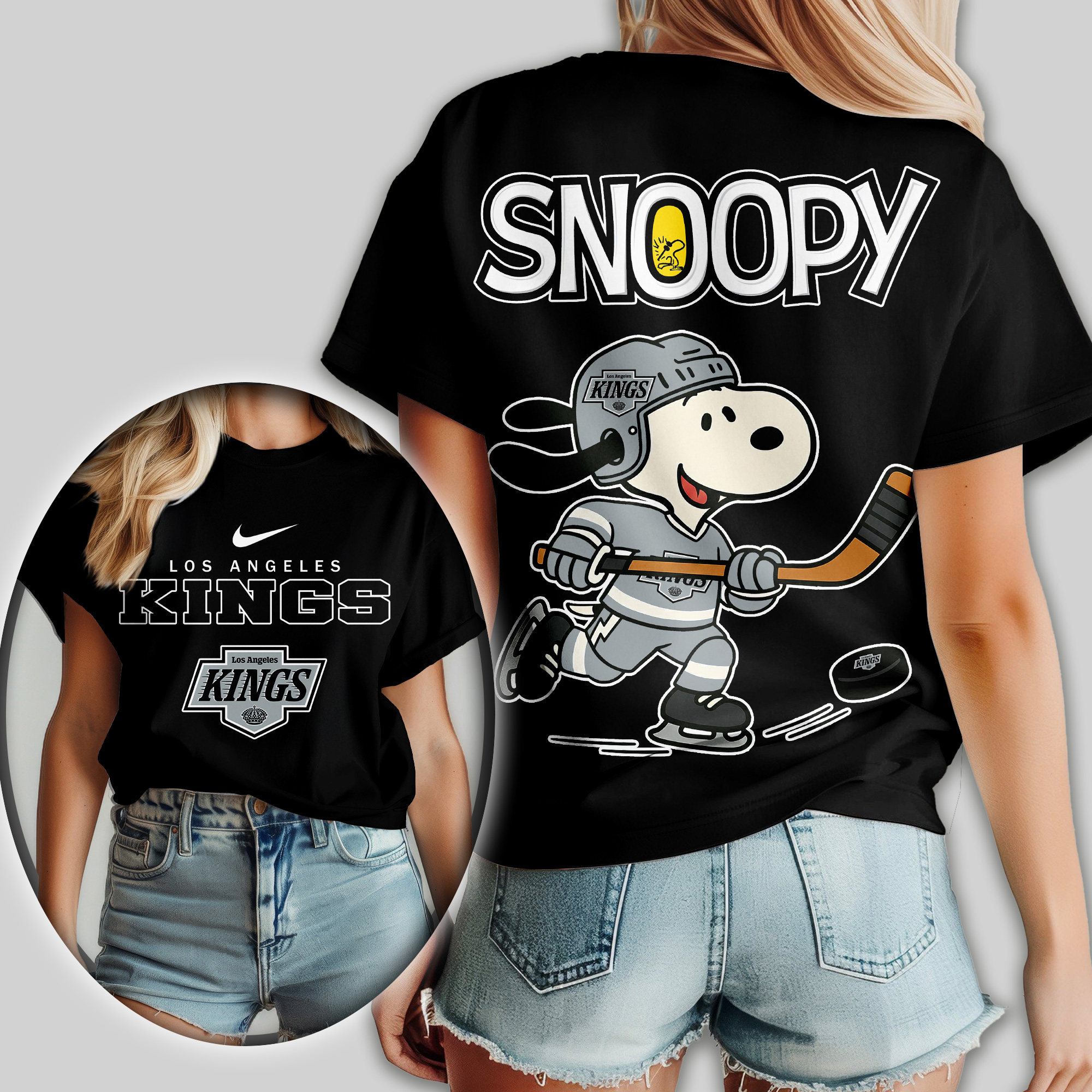 Los Angeles Kings | Premium NHL Snoopy Hockey Women Shirt - Image 2