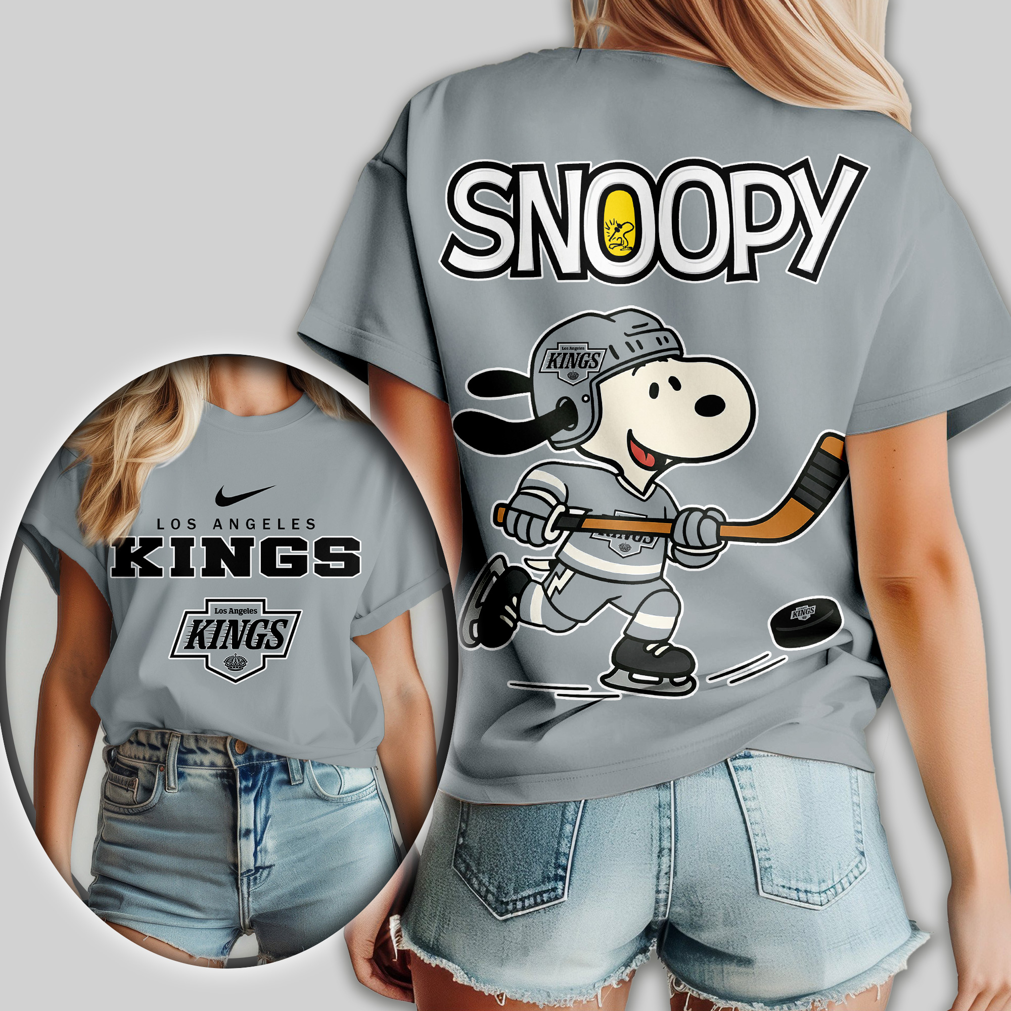 Los Angeles Kings | Premium NHL Snoopy Hockey Women Shirt - Image 3
