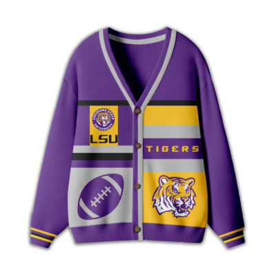 Alternative view of LSU Tigers | Premium NCAA Game Day Striped Knit Cardigan