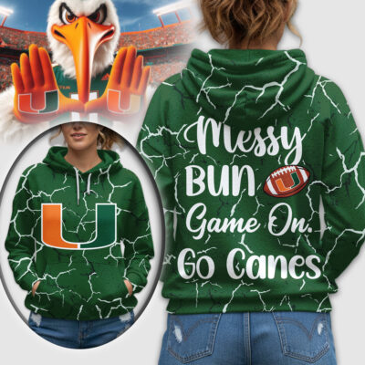Miami Hurricanes | Premium NCAA Messy Bun Game On 3D Hoodie