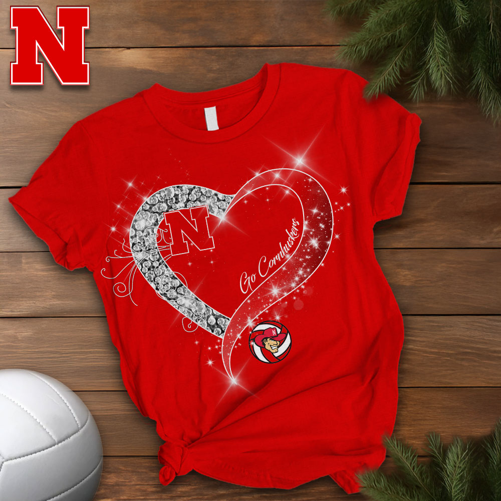 Nebraska Cornhuskers | Premium NCAA Volleyball Game Day Spirit Heart T-Shirt