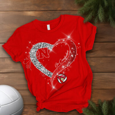 Alternative view of Nebraska Cornhuskers | Premium NCAA Volleyball Game Day Spirit Heart T-Shirt