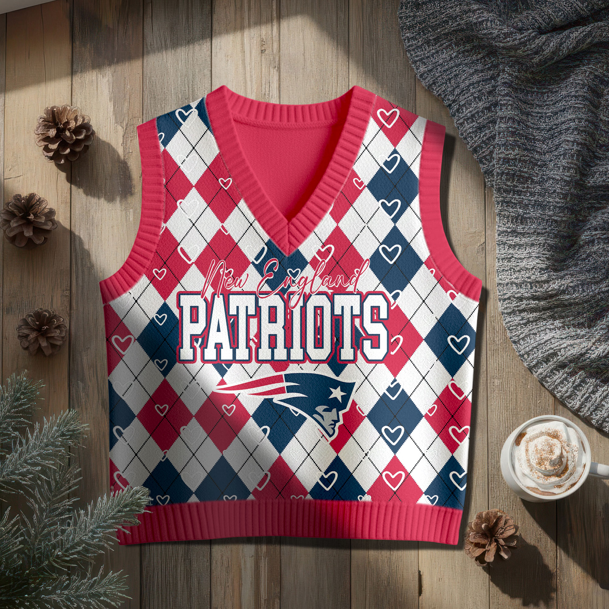 New England Patriots | Premium NFL Argyle Knit Sweater Vest - Image 2